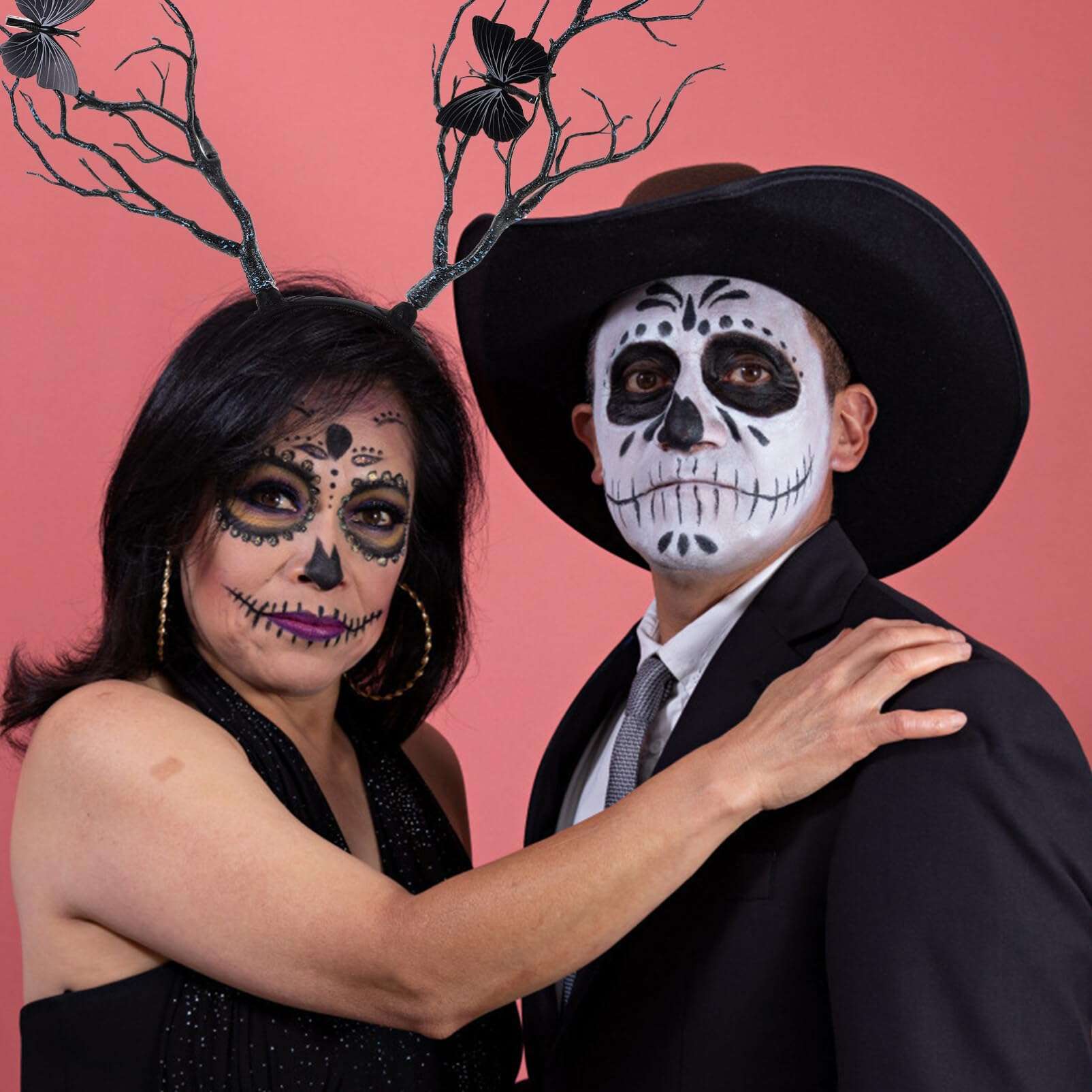 Healvian Tree Branches Antler Shaped Headdress,Deer Antler Headbands,Tree Branches Butterfly Headband,Fairy Witch Goddess Headdress,Halloween Cosplay Costume Headpiece Decor 6