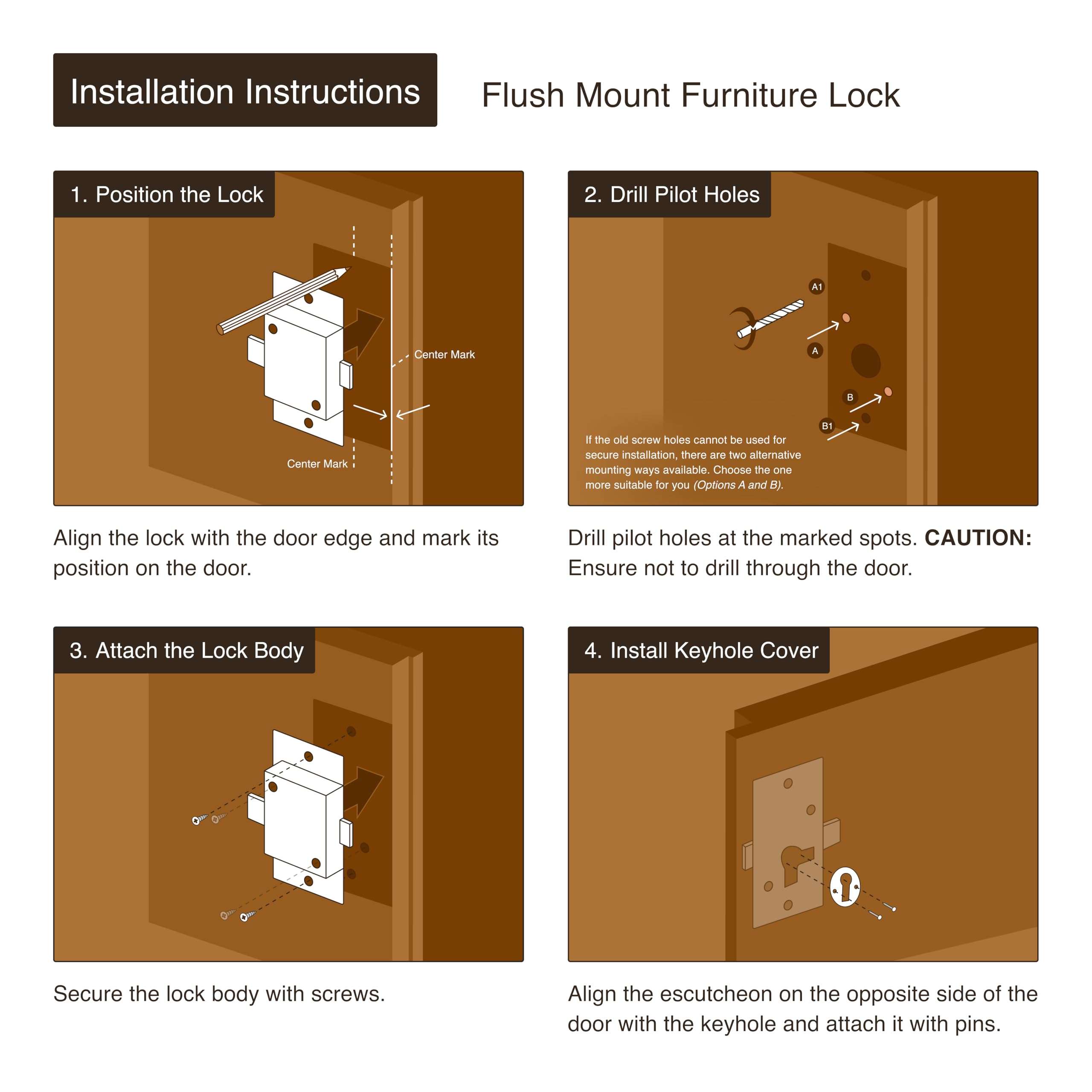 Antique Copper Narrow Flush Mount Grandfather Clock or Cabinet Door Lock with Key - Vintage Lock and Key for Furniture Doors and Drawers | UA-039-L 5