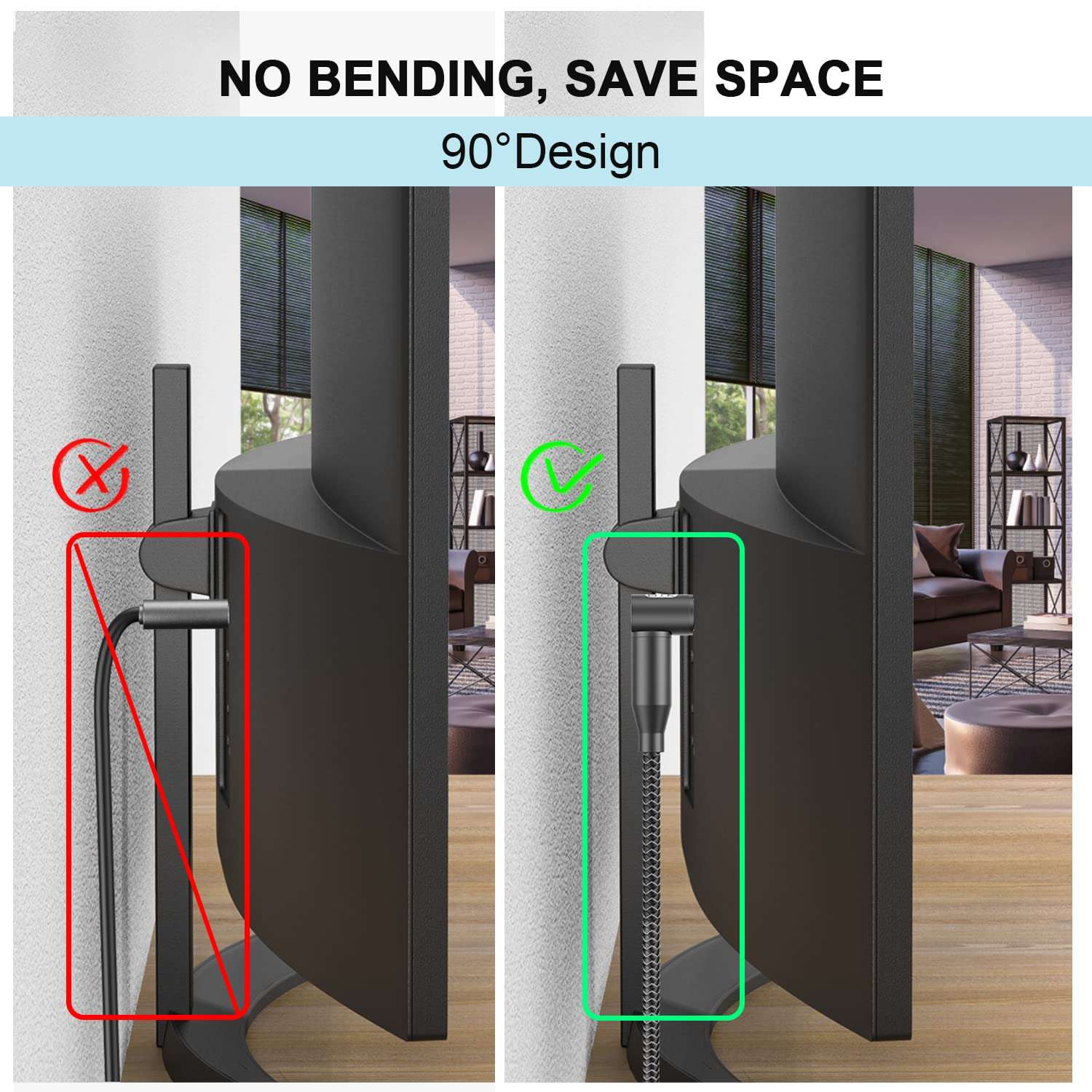 EMK 90 Degree to 90 Degree Optical Audio Cable, 360 Degree Swivel Adjustable Right Angled on Both Ends Optical Cable for Home Theater, Sound bar, TV, PS4, Xbox & More(5ft/1.5m) 4