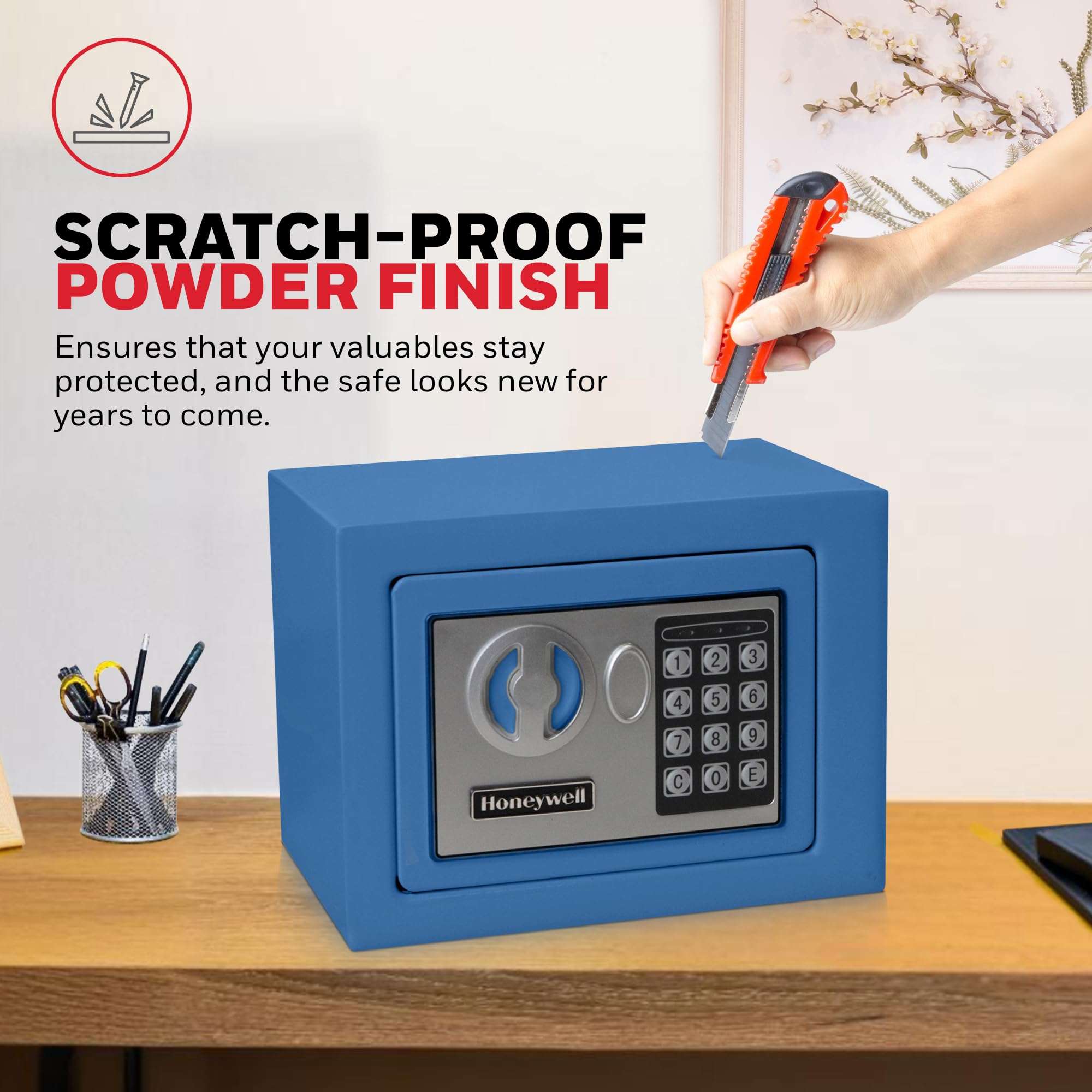 Honeywell Safes & Door Locks 5005B Steel Security Safe with Digital Lock, 0.17-Cubic Feet, Blue 3