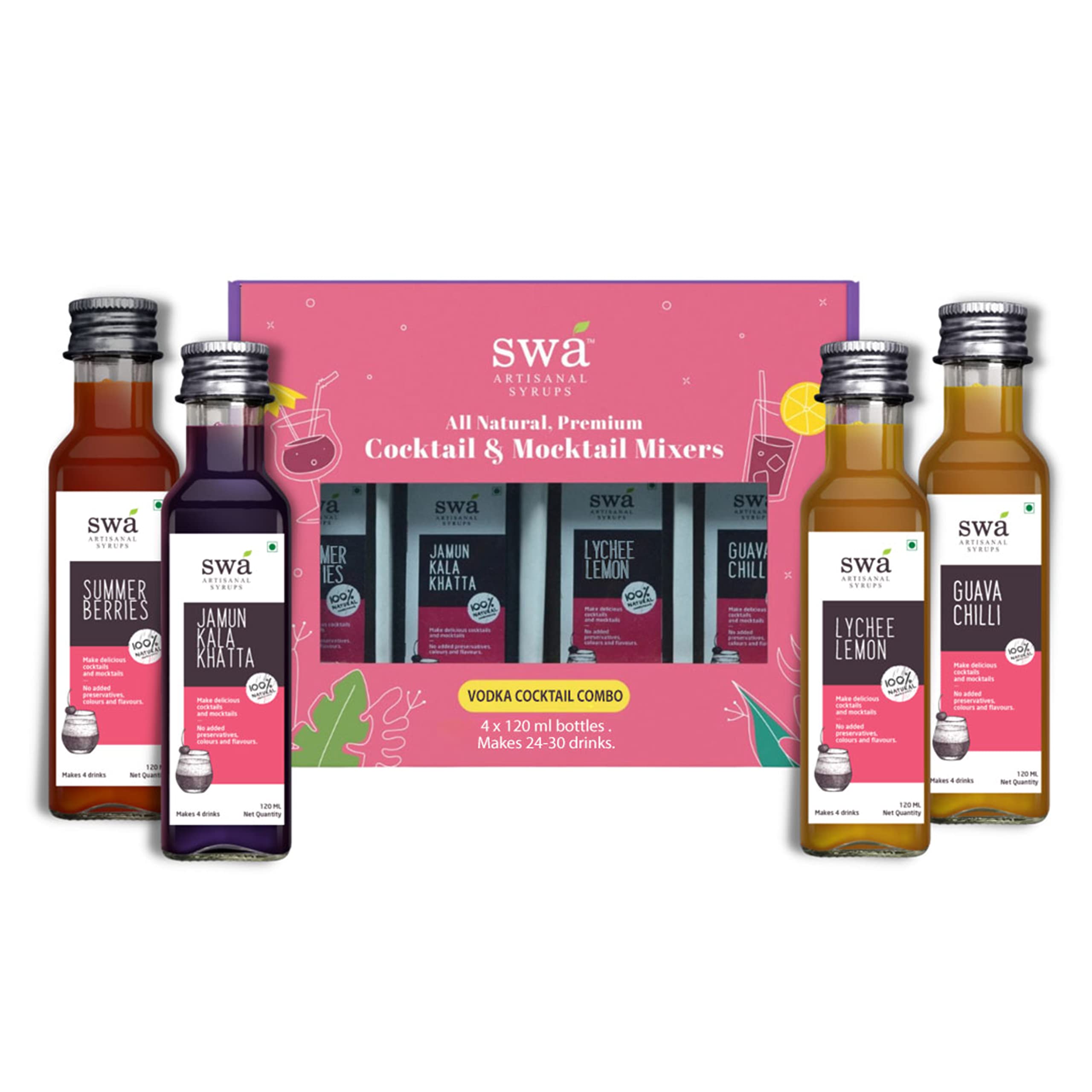 Swa Artisanal Syrups - Vodka Cocktail Mixer Combo Packs - 100% Natural (small) 1