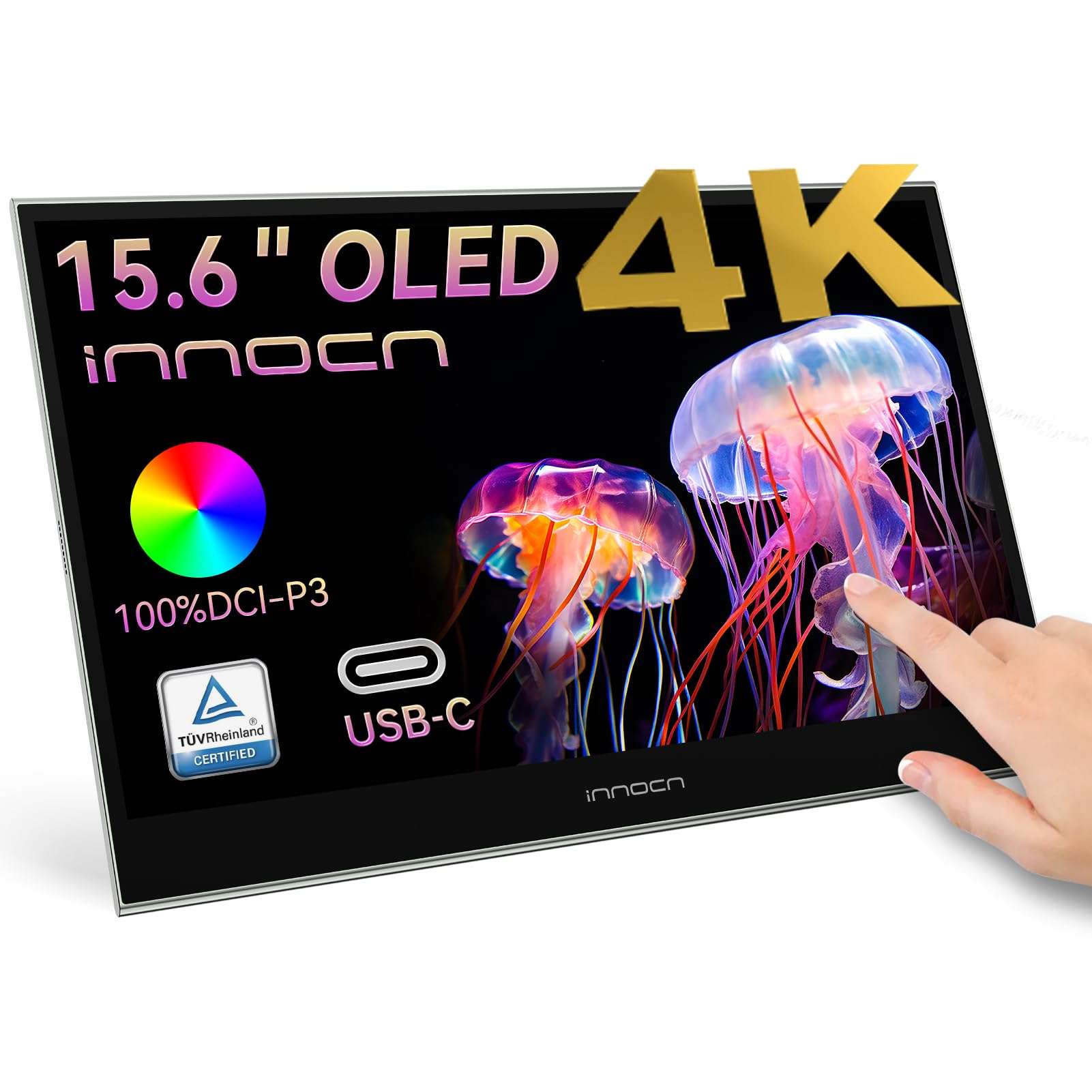 INNOCN 15.6 inch Portable Monitor 15A1F | OLED | 1080P FHD | USB C, HDMI | Laptop Monitor, Computer Display, Gaming Monitor | HDR, Detachable Stand, Speakers 1