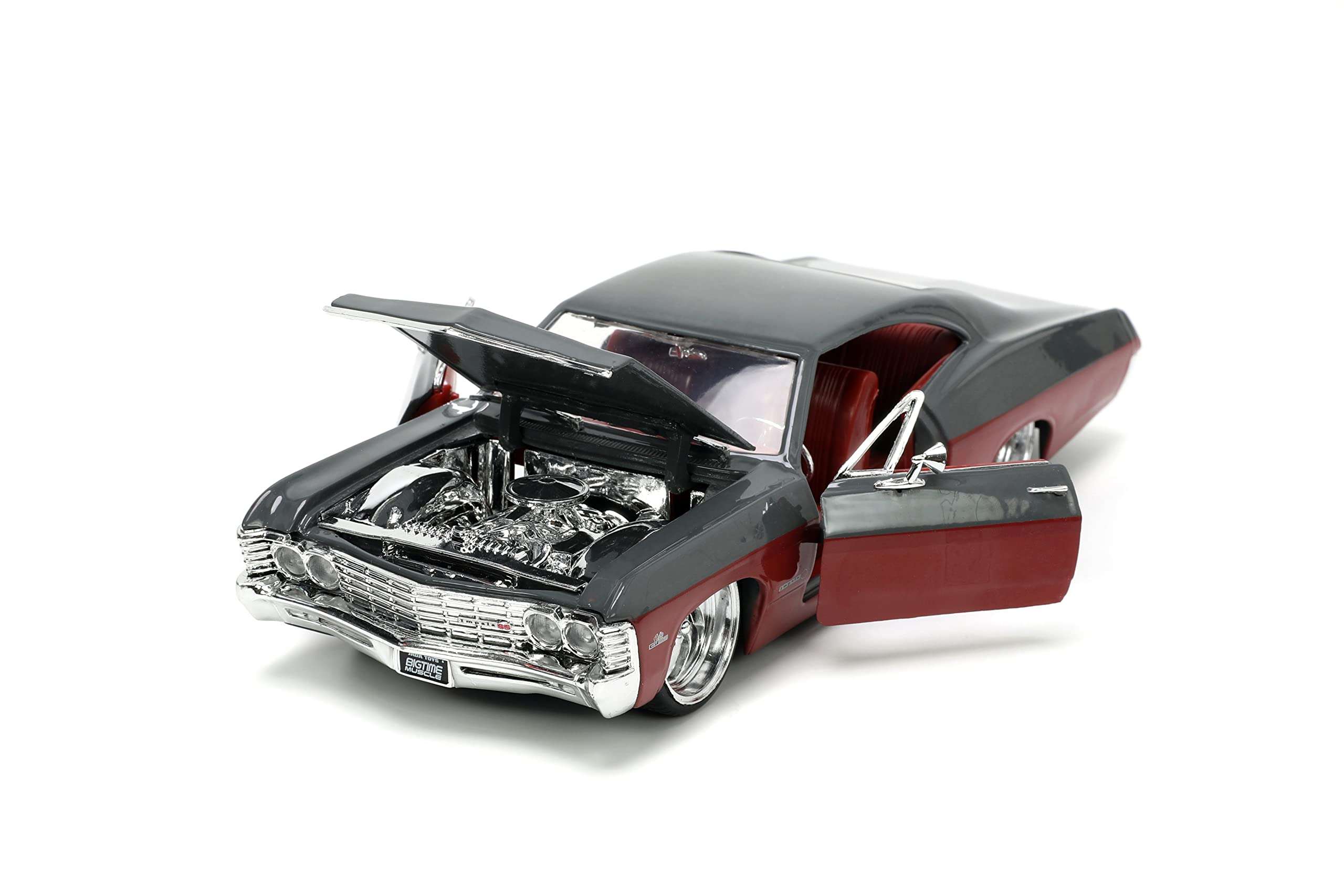 Jada Toys Big Time Muscle 1:24 1967 Chevy Impala SS Gray/Burgundy Die-cast Car, Toys for Kids and Adults 6