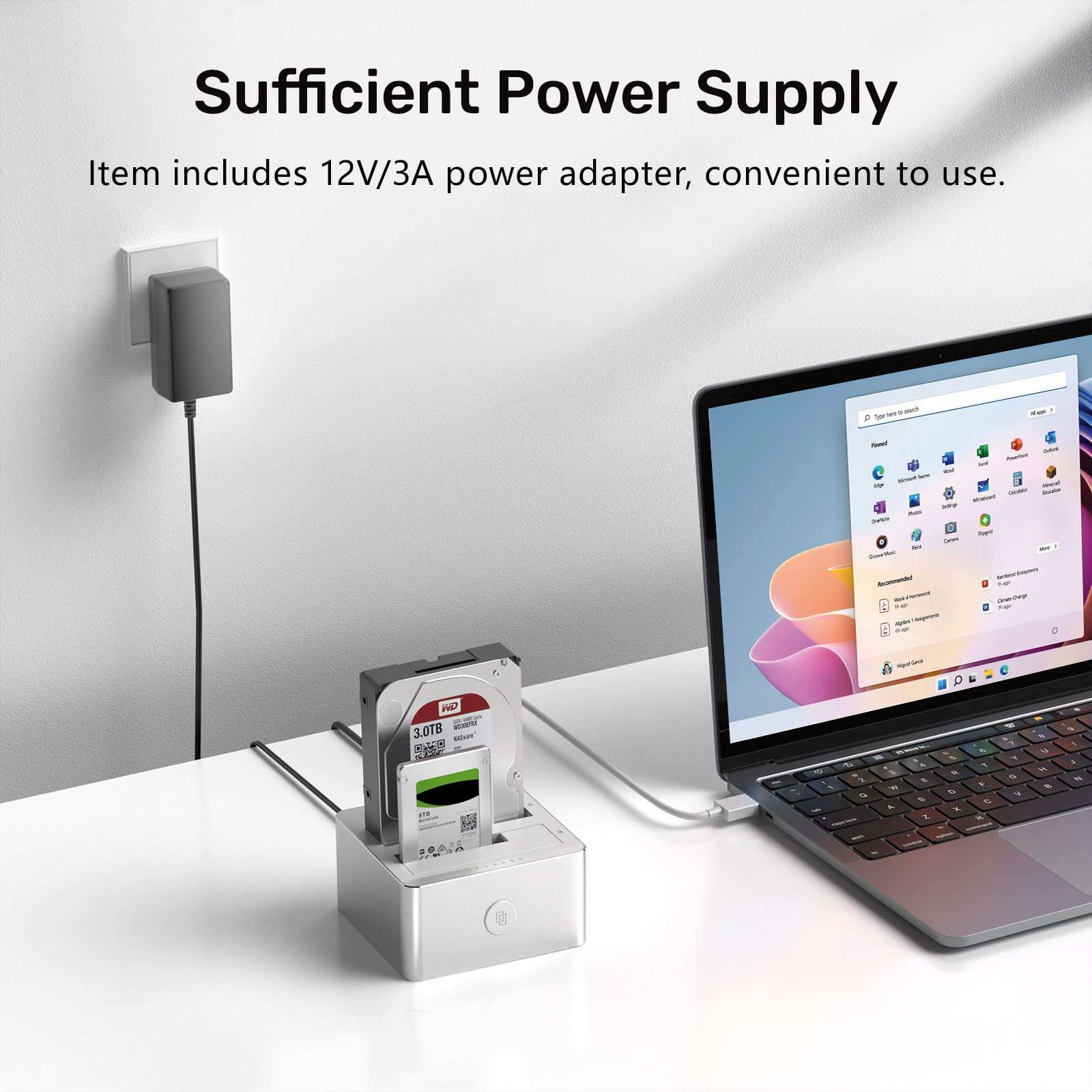 Unitek Aluminum USB 3.0 to SATA Dual Bay External Hard Drive Docking Station with UASP for 2.5 / 3.5-inch HDD SSD, Hard Drive Duplicator/Offline Clone Function (2 x 18TB Support)-Silver 6