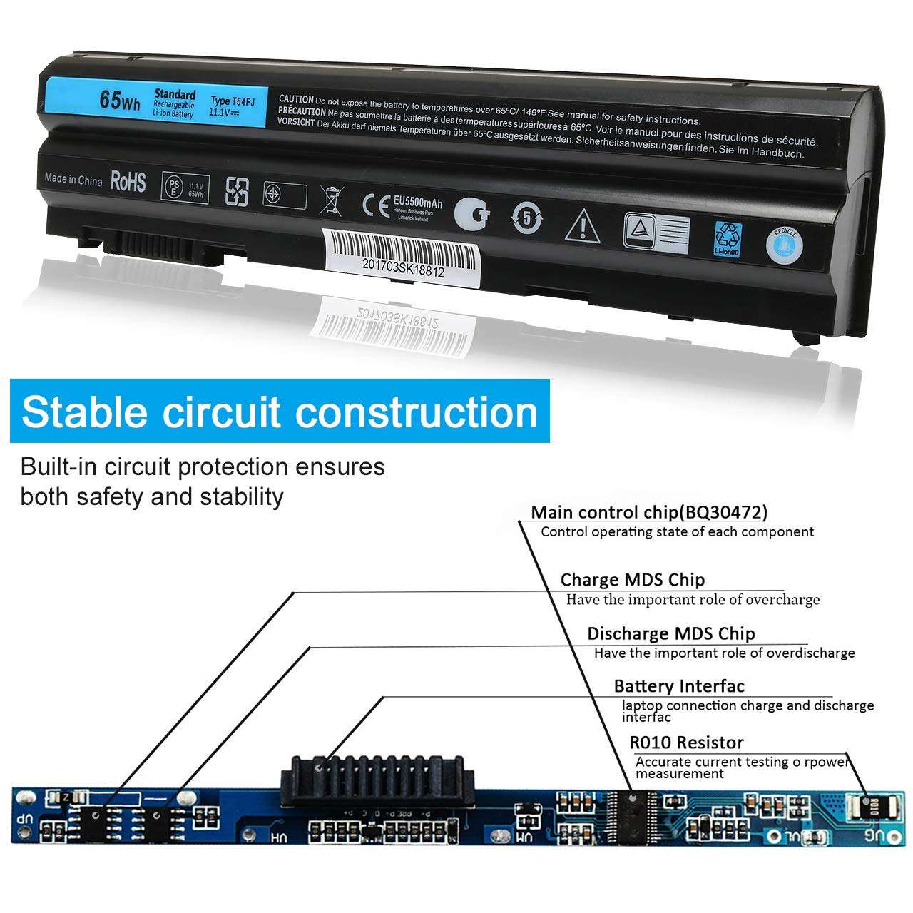 New Laptop Battery for Dell Latitude E6420 E6520 T54FJ E6430 E6530 E5420 E5430 E5520 E5530 Fits M5Y0X 312-1163 312-1242 HCJWT 2