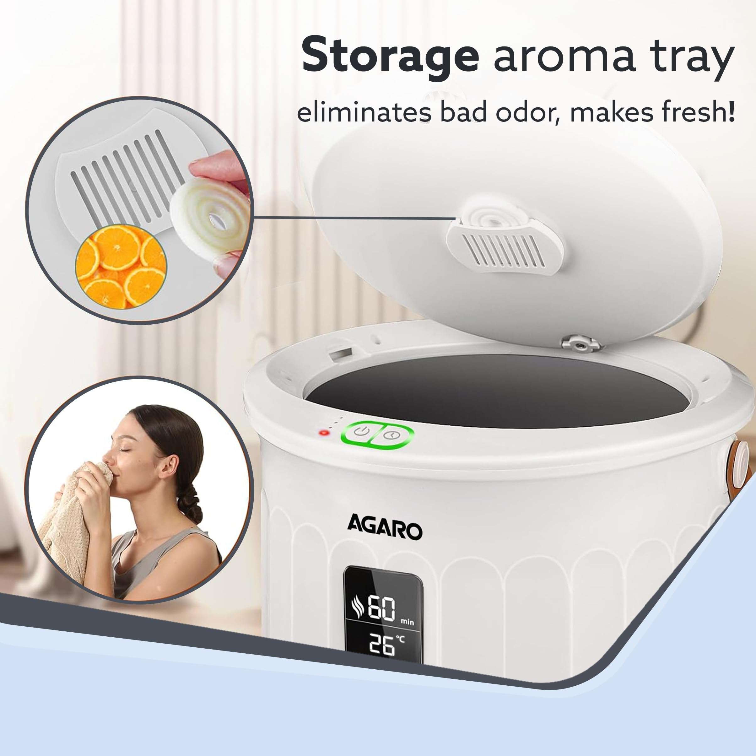 AGARO Regency Towel Warmer, Warms Up to Two Oversized Dry Towels, Bathrobes, Not for Drying Clothes,Towel Warmer Bucket, 400W, Towel Warmers for Bathroom, Auto Shut Off 6