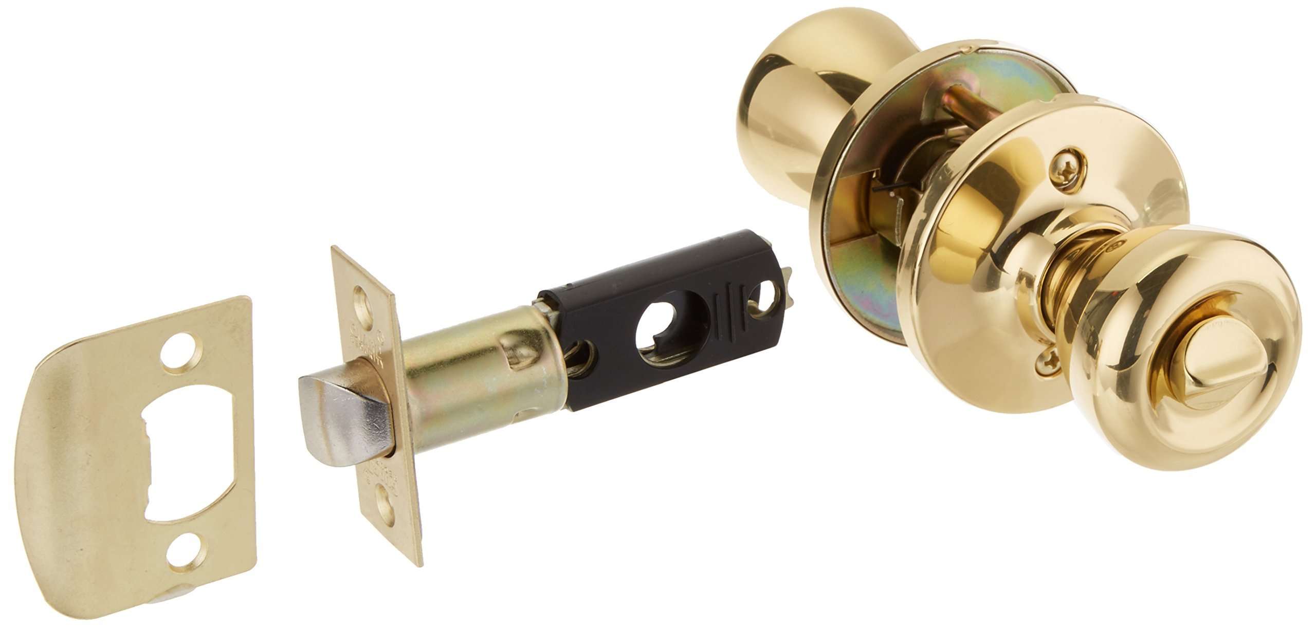 Guard Security 1990 Tubular Privacy Door Lock, Keyless, Polished Brass Finish