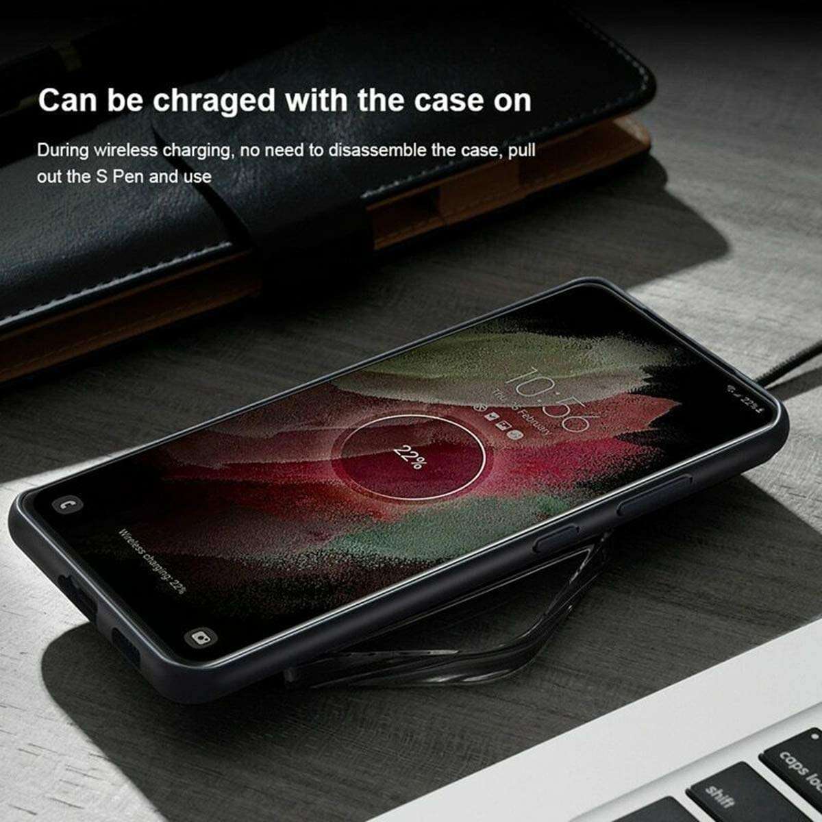 seeyoung Case for Samsung S21 Ultra Leather Cover with Stylus S-Pen Socket Slot,Slim PU Leather Cover Case,Elegant Leather Phone Case Business Shockproof Protective Back Cover (Black) 5