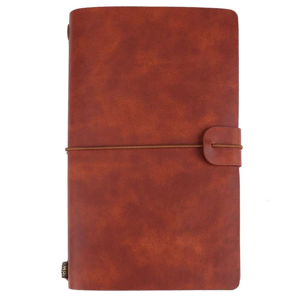Tnfeeon Classic PU Leather Travel Notebook Hardcover Executive Notebook Personalized Journal Diary Refillable Notepad for Writing Women Men (Brown)