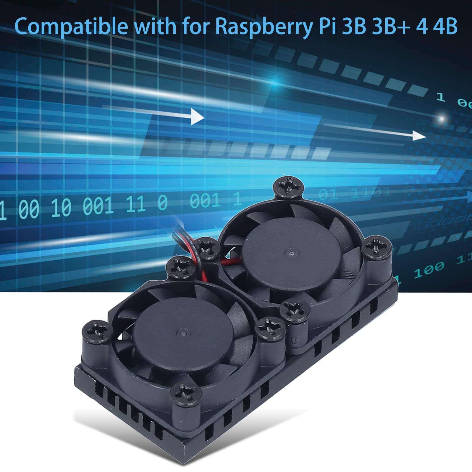 Cooling Fan, 4 Fan Cooling Fan for 4 Dual Fans ABS Case with Heat Sink Cooler Module for 3B 3B 4 4B High Speed Low Noise Miniature Fan 6