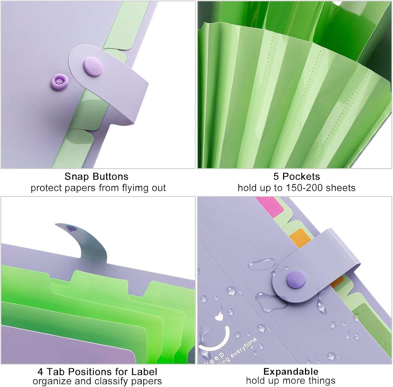 Corslet Accordion File Organizer, Letter Size A4 Document Folder 5 Pocket Expanding Cute File Folder Portable File Organizer for School Office Supplies, File Folders for Documents 4