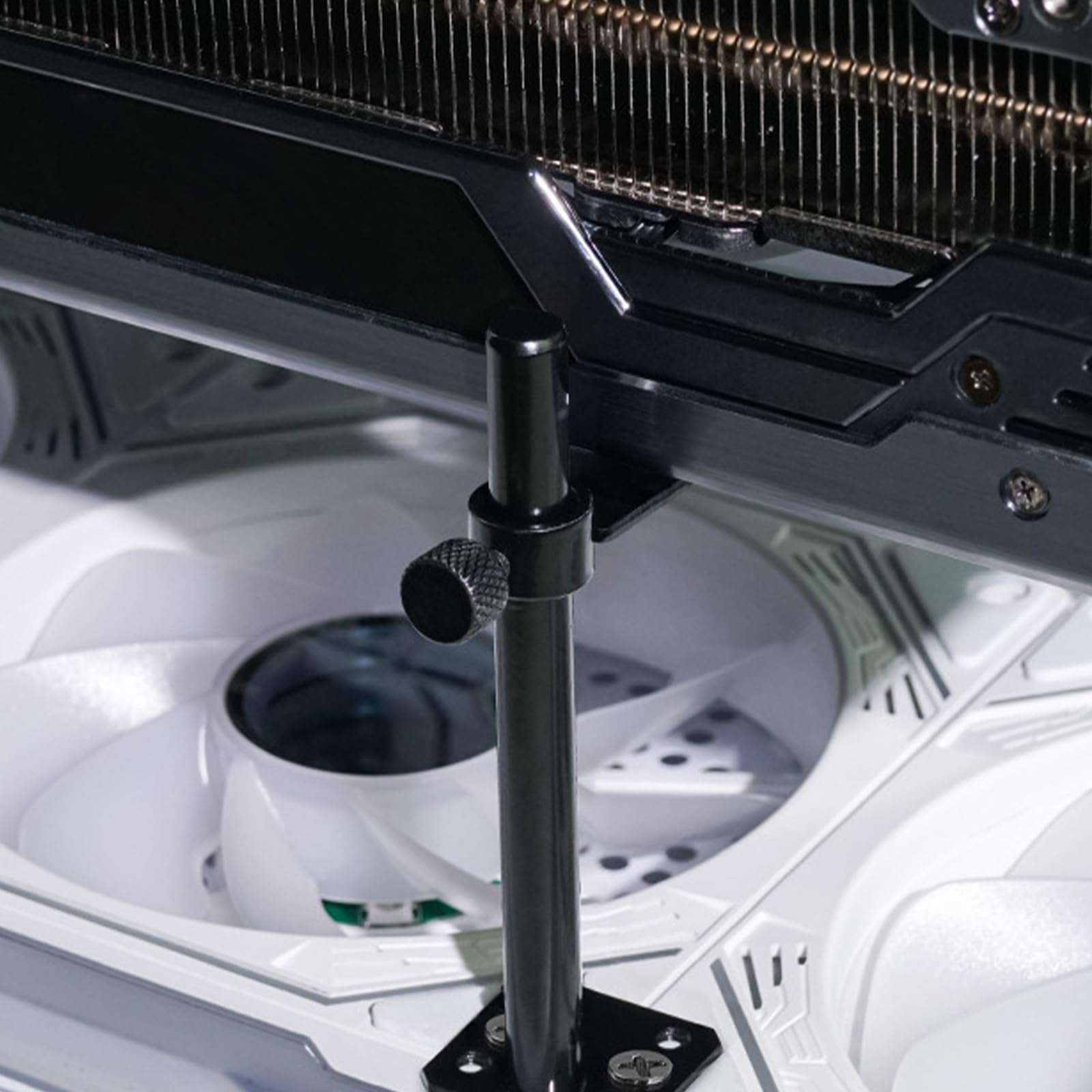 Cnrfeoap GPU Support Bracket Adjustable Aluminum With Fan Mount To Graphics Card Sagging 6