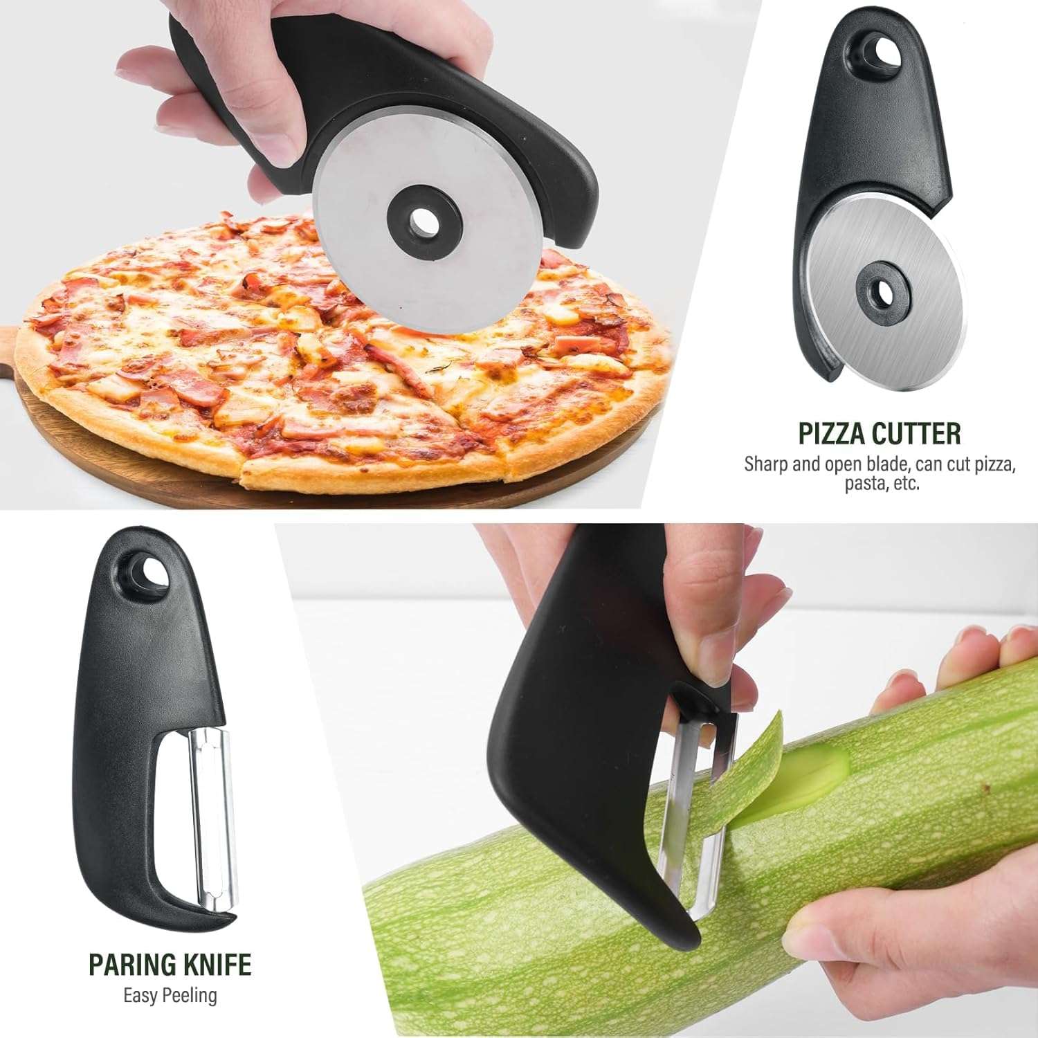 Stainless Steel Kitchen Gadget Set, 6-Piece Stackable Tools, Includes Grater, Garlic Grinder, Pizza Knife, Vegetable Peeler, Spice Cutter for RVs, Camping, Manual Operation Without Power 4