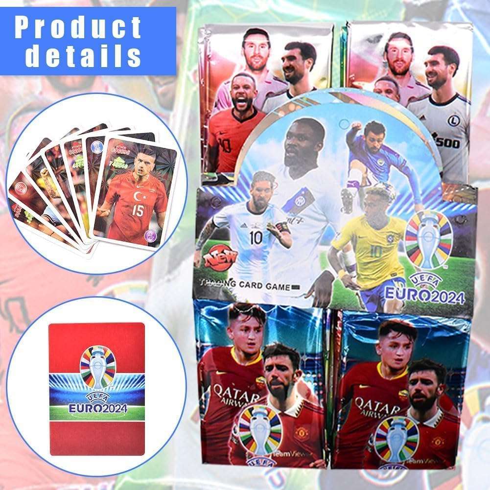 Euro 2024 Football Card Pack of 12 (8 Cards in Each Pack, Total 96 Cards) Trading Card Game, Football Star Player Playing Collectibles, League Collectible Collection Gifts for Fans 5