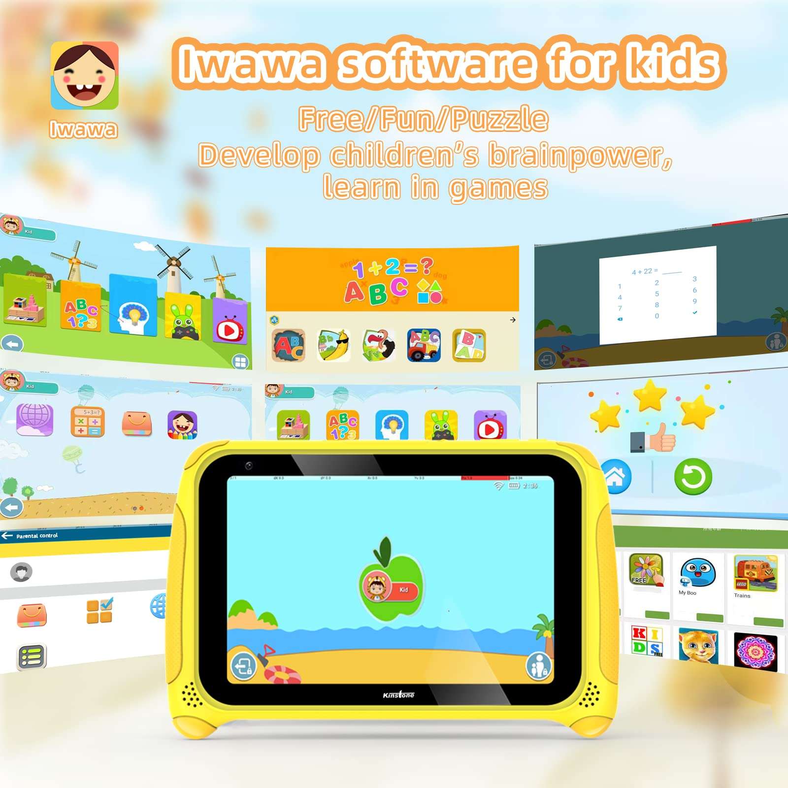 kinstone 7 inch Android 11 Tablets, 2GB RAM+32GB ROM,Long Battery Life,1.5GHz Quad Core Processor,2 MP Dual Camera, WiFi Bluetooth 4.2 (Yellow) 4