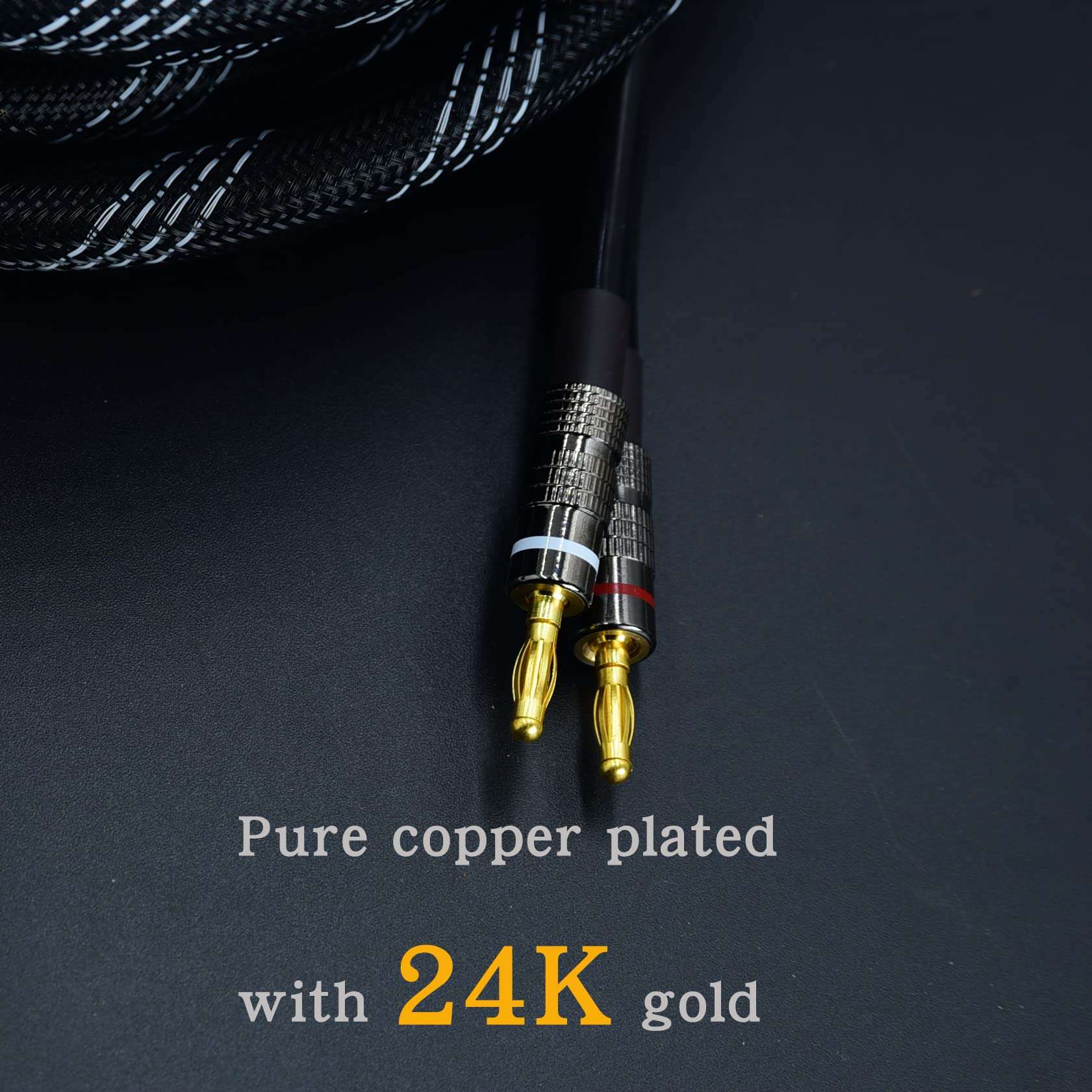 Arklove 2pack 6ft feet 12awg Premium Heavy Duty Braided Wire Dual Banana to Banana Gold Plated Plug Speaker Cable OFC Oxygen-Free Copper 4