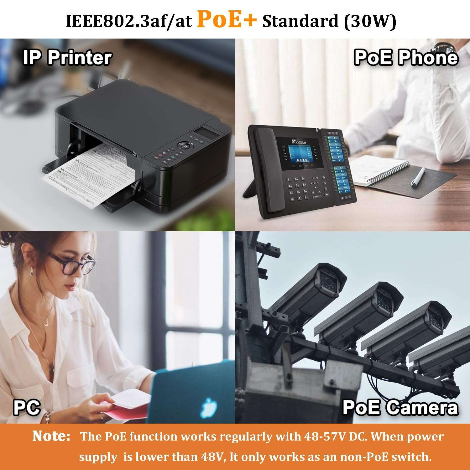 Industrial 8 Port Gigabit 30W PoE Switch with 20Gbps Bandwidth, 8 PoE Port 10/100/1000Mbps, 2 SFP Port, 802.3af/at Ethernet Switch, IP40 Al case, Din Rail or Desktop 4