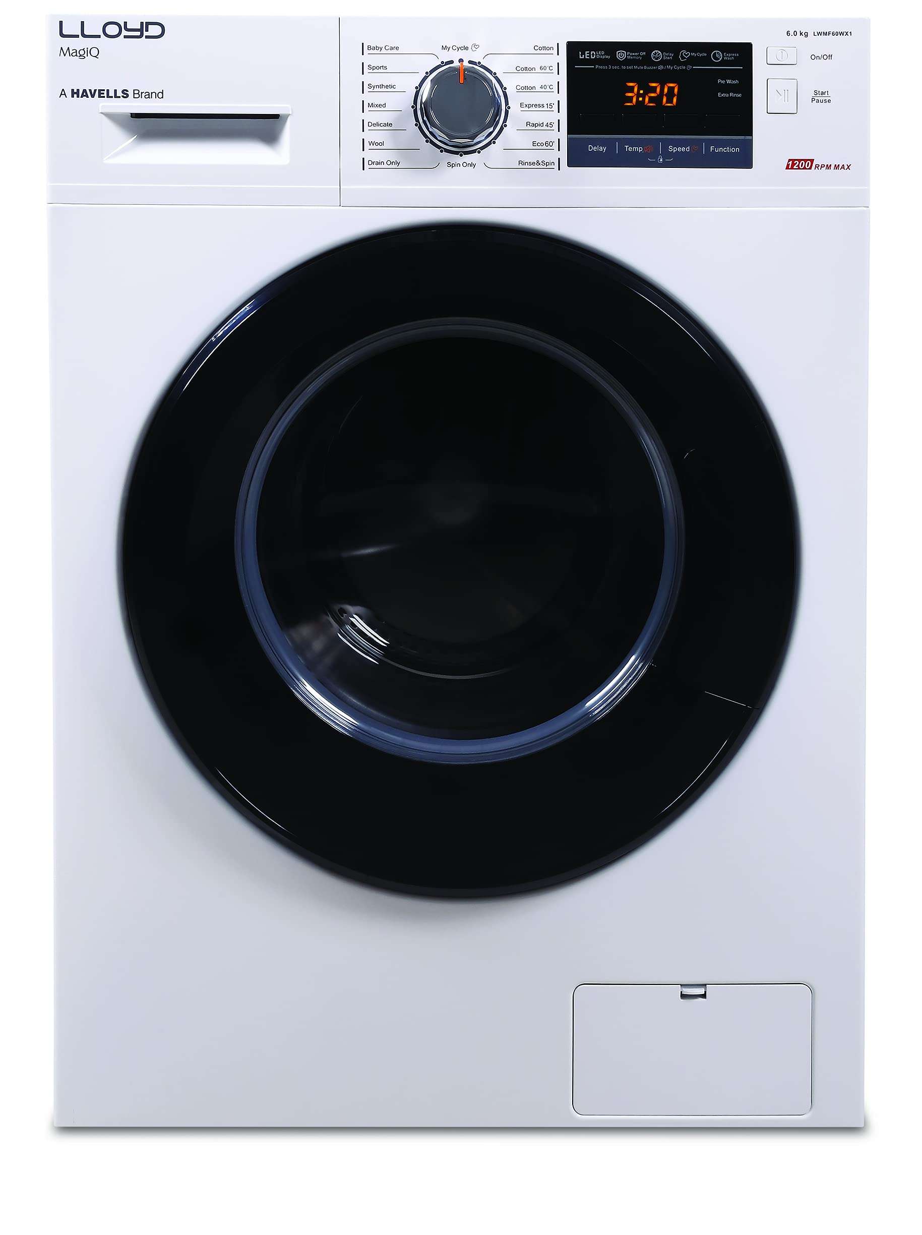 Havells-Lloyd 6 Kg Fully automatic Front Load Washing Machine (LWMF60WX1 White, 90° Self Clean) 1