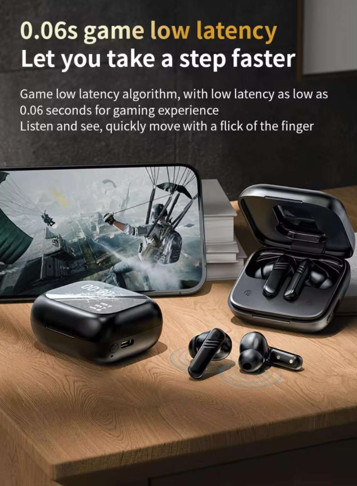 COREGENIX Genpods True Wireless Noise Cancelation Headphones with Touch Display, BT 5.3 + ANC Bluetooth Earbuds, HD Calling with 6-Mic, 32 Hours Playtime with Fast Charging, 13mm 3D BASS Drivers 4