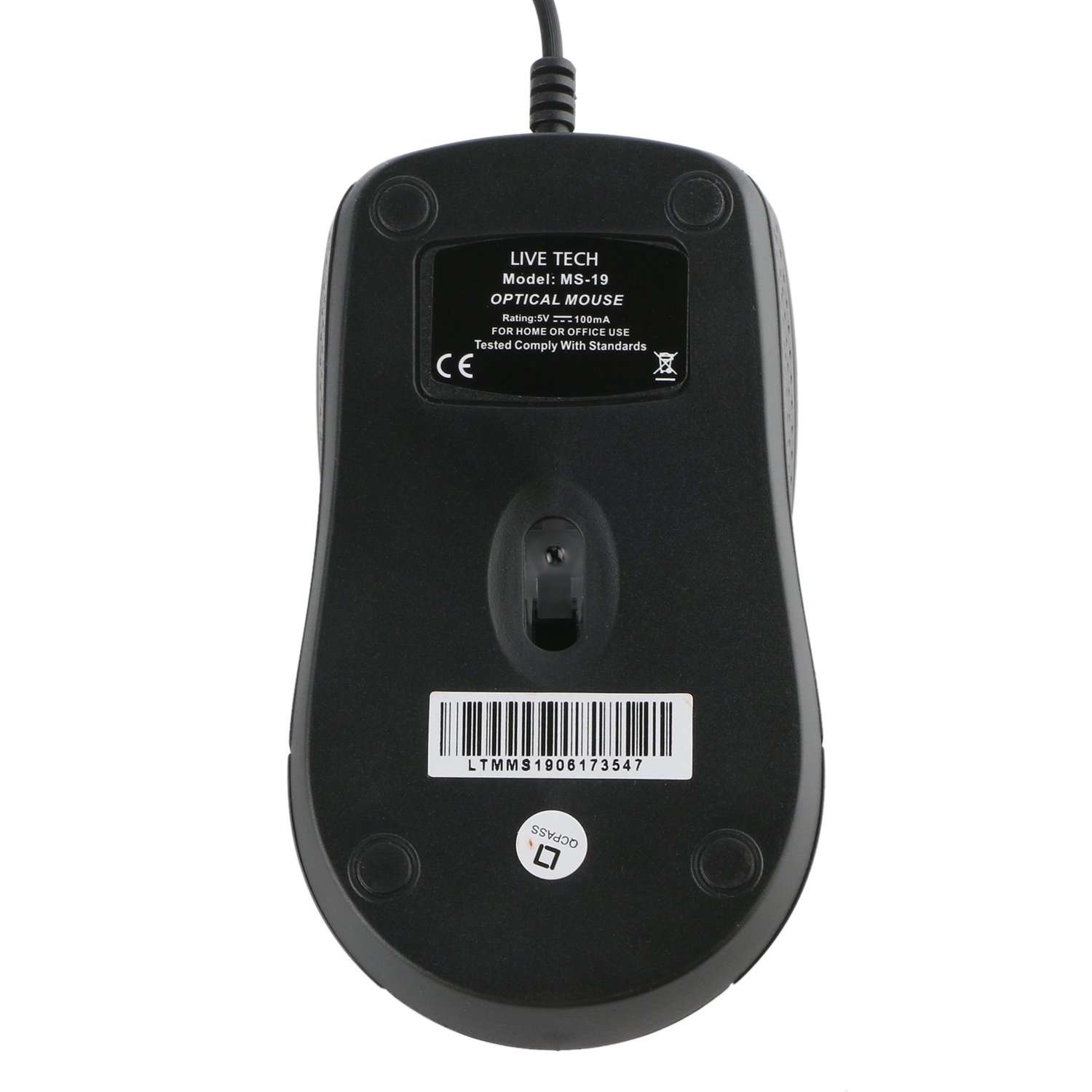 Live Tech MS-19 USB Wired Black Color Optical Mouse 5