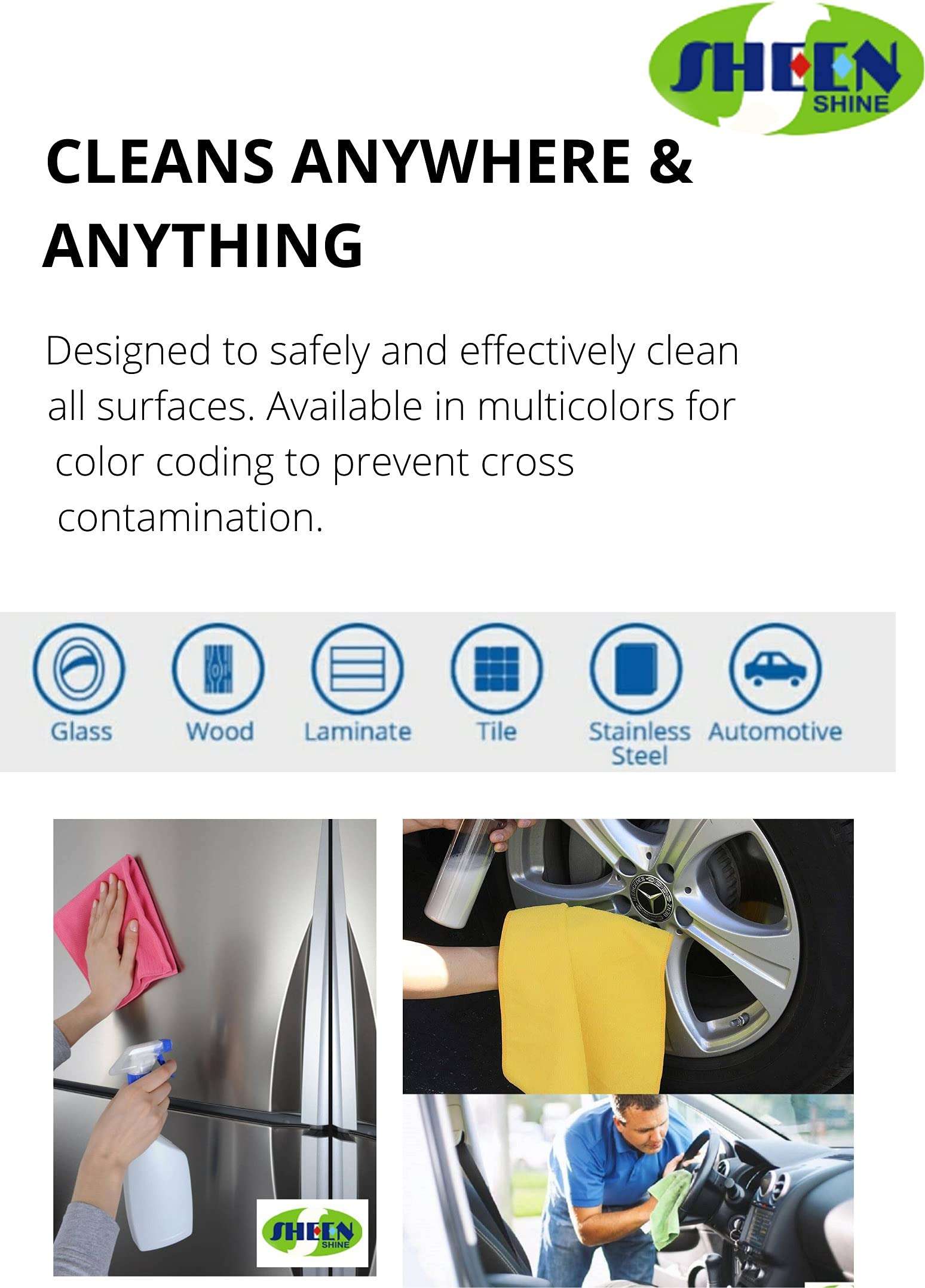 Microfibre Kitchen Napkins Green Pack of 4 4