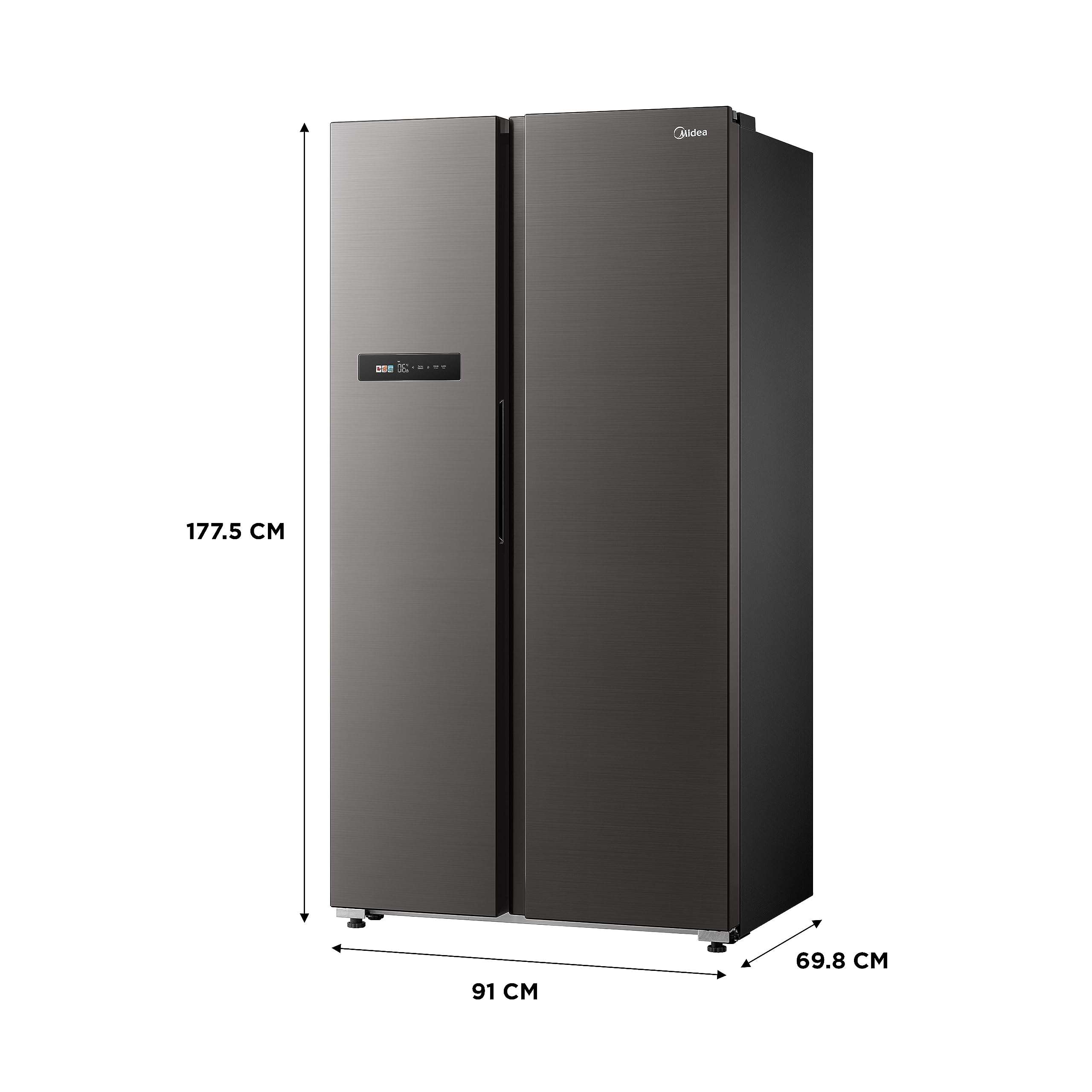 Midea 592 L Side By Side, Wi-Fi Double Door Refrigerator Voice Assistant, App Control, Inverter, (MDRS791MIF28IND Jazz Black) 4