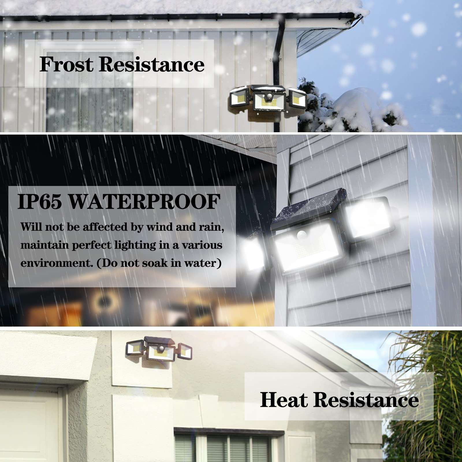 Starmell Solar Outdoor Lights Motion Sensor Waterproof 2 Pack 188 LED Solar Powered Flood Lights Garden 2000LM Solar Security Lights with 3 Adjustable Heads for Outside Yard 3