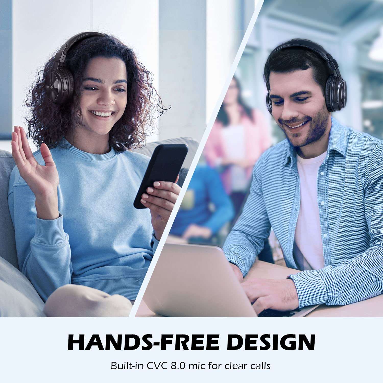 OneOdio A11 Wireless Headphones Over Ear, Bluetooth 5.2 Headset w/ CVC8.0 Mic, Hi-Fi Audio & Deep Bass, Comfortable Memory Foam Ear Cups, Wired & Wireless 2-in-1 for Travel Home Office 3