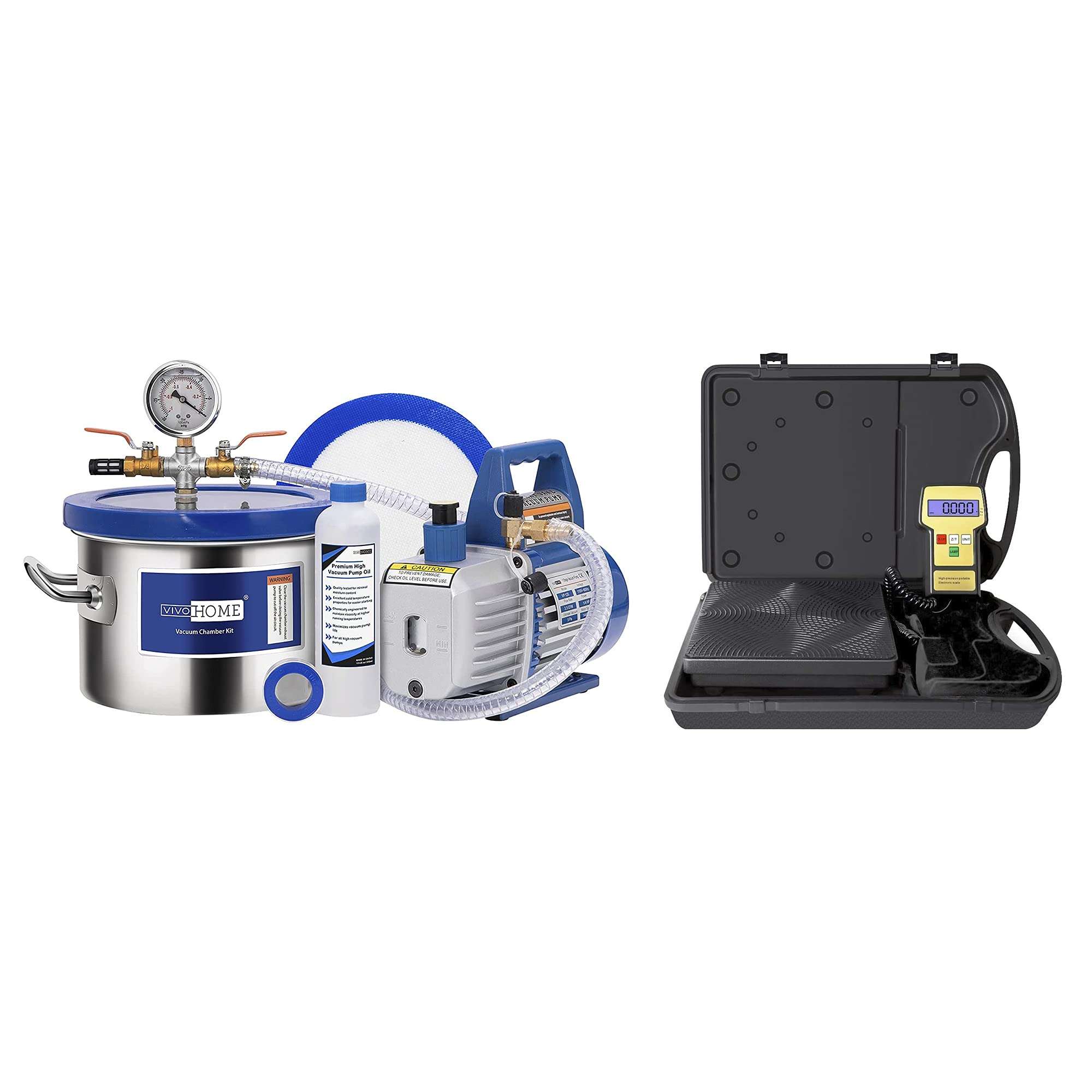 VIVOHOME 1.5 Gallon Vacuum Chamber Pump with High Precision Electronic Digital Refrigerant Charging Weight 1