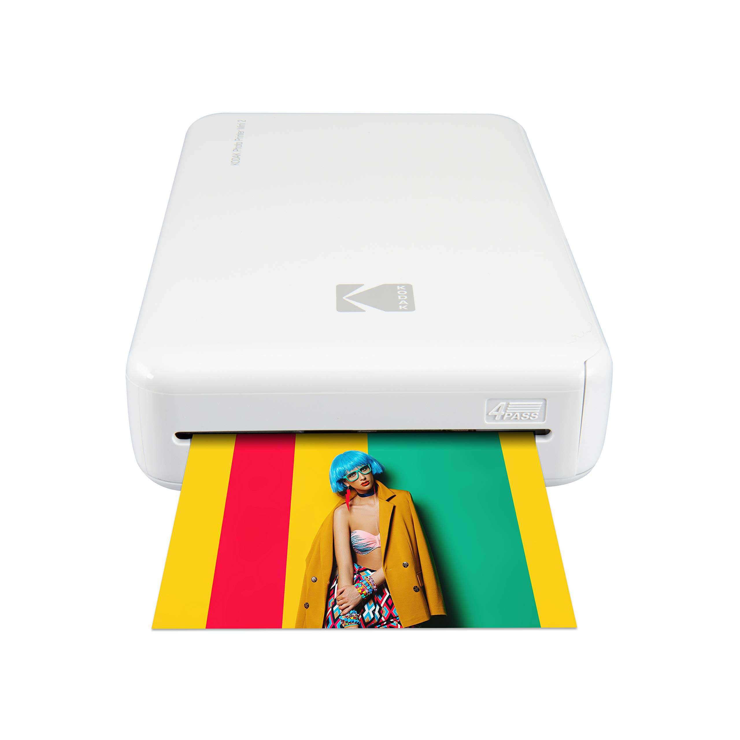 Zink Kodak Mini 2 HD Wireless Portable Mobile Instant Photo Printer, Print Social Media Photos, Premium Quality Full Color Prints – Compatible w/iOS & Android Devices (White)