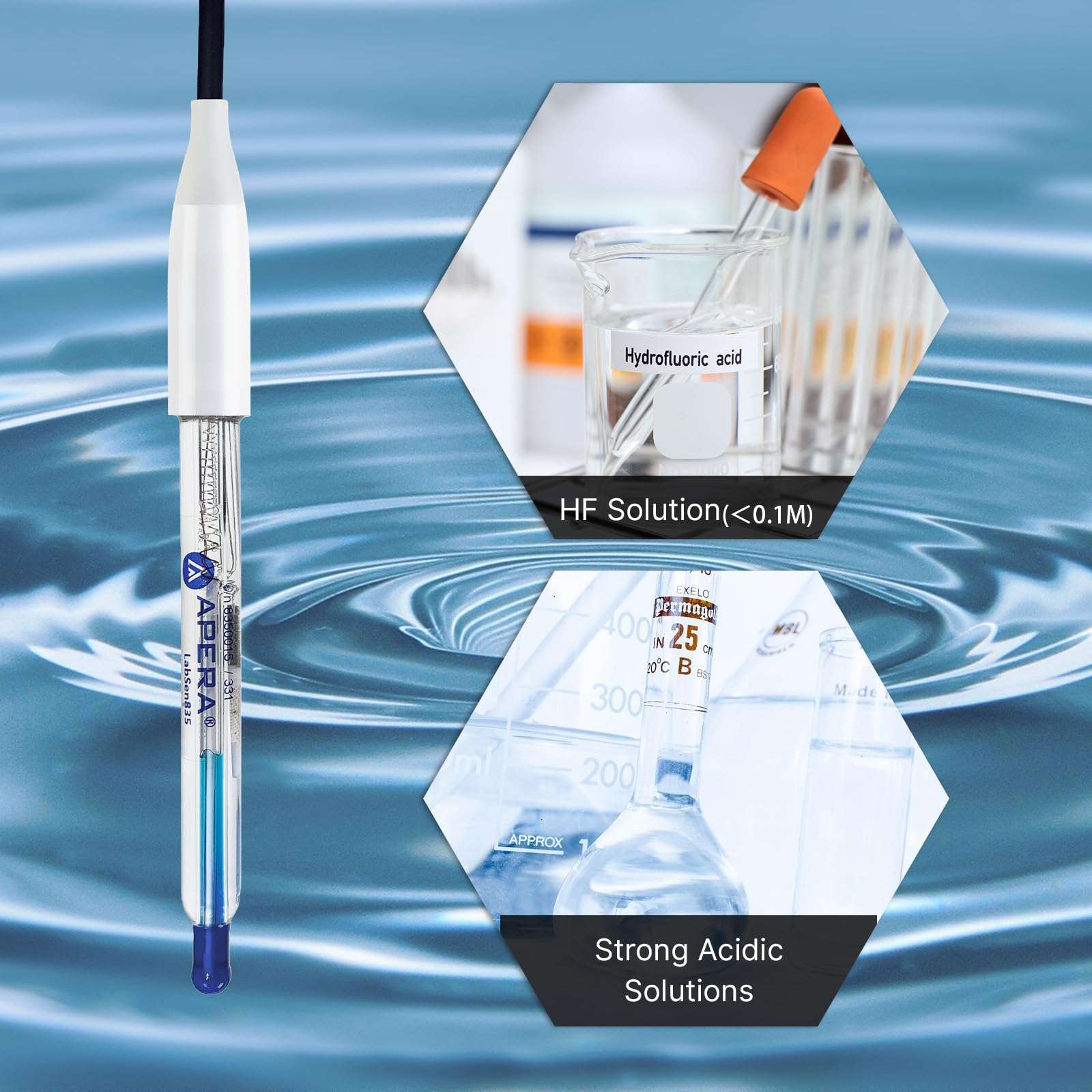 Apera Instruments PH60Z-HF Smart Handheld pH Meter Tester Kit with LabSen 835 ATC pH Electrode for Lab-Grade pH Measurement in Liquids Containing Strong Acid or Hydrofluoric Acid 4