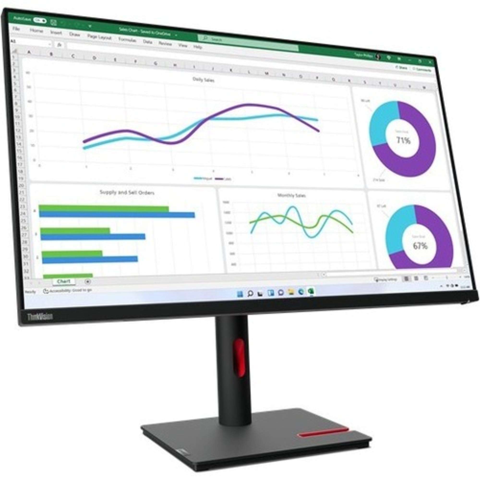 Lenovo ThinkVision T32h-30 32" Class Webcam WQHD LED Monitor - 16:9 - Raven Black - 31.5" Viewable - in-Plane Switching (IPS) Technology - WLED Backlight - 2560 x 1440-1.07 Billion Colors 1