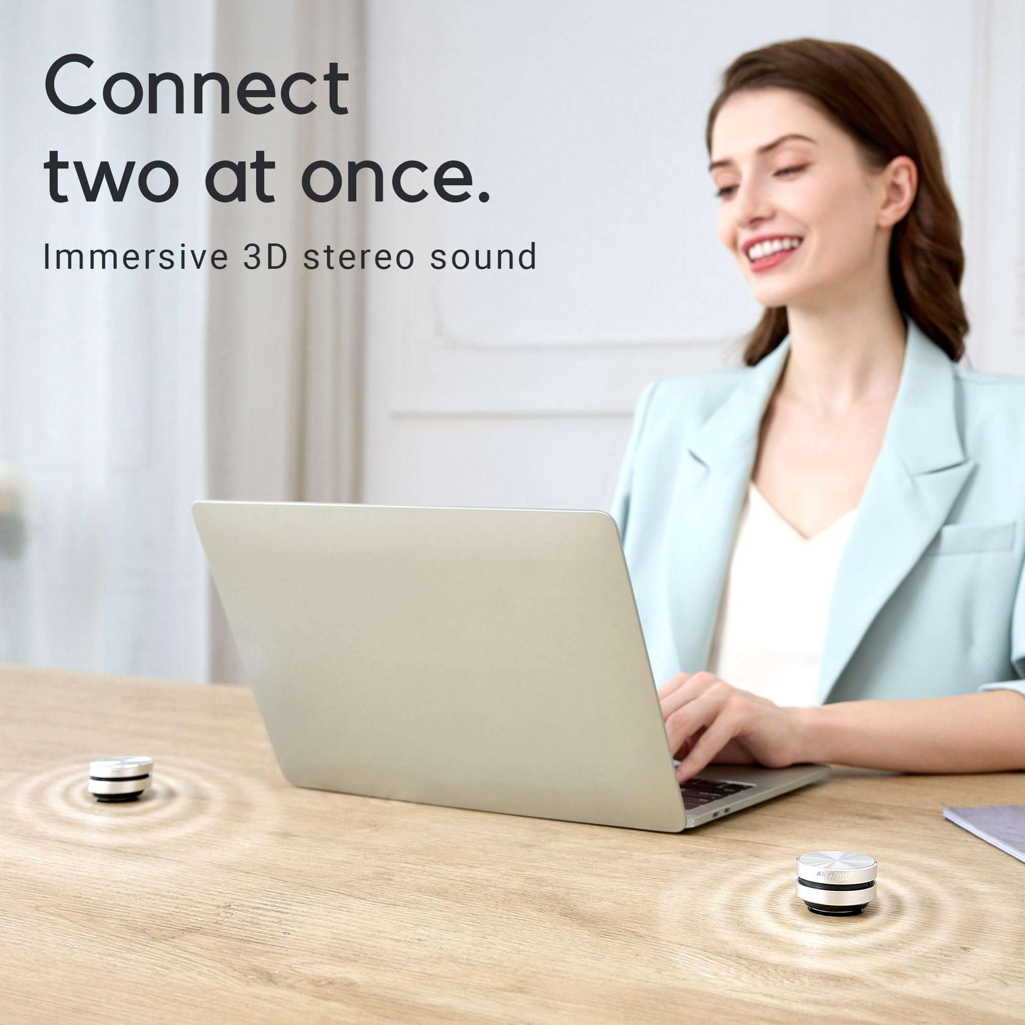 Anything Speaker - Portable Mini Bluetooth Speaker 2024 - Turn Anything Into A Speaker - Wireless Bone Conduction Induction Vibration Speaker + Gift Box - Travel-Sized, 360° Sound (Silver) 4