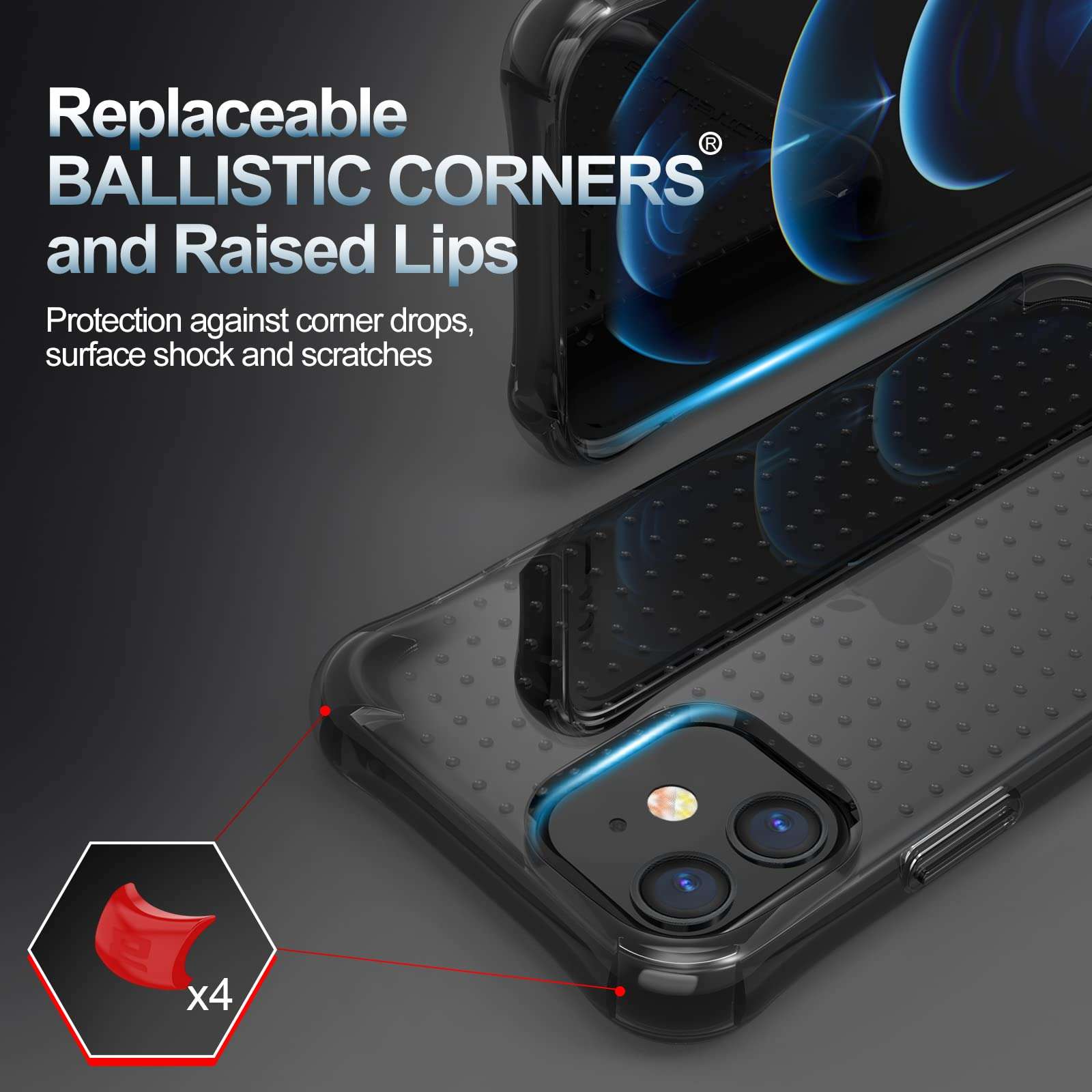 BALLISTIC Raptor S Series Designed for iPhone 11 Case (2019) with B-Labs Corners Against Drops, Protective Case for iPhone 11, 6.1 inch - Tint Black 3
