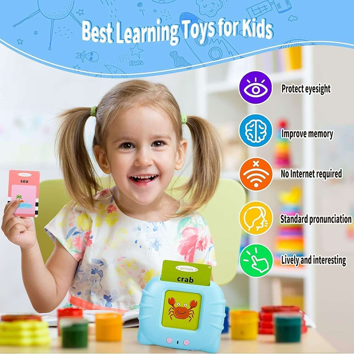 Royaldeals Toys All-in-one Talking English Words Flash Cards for Kids Education Learning Device 5