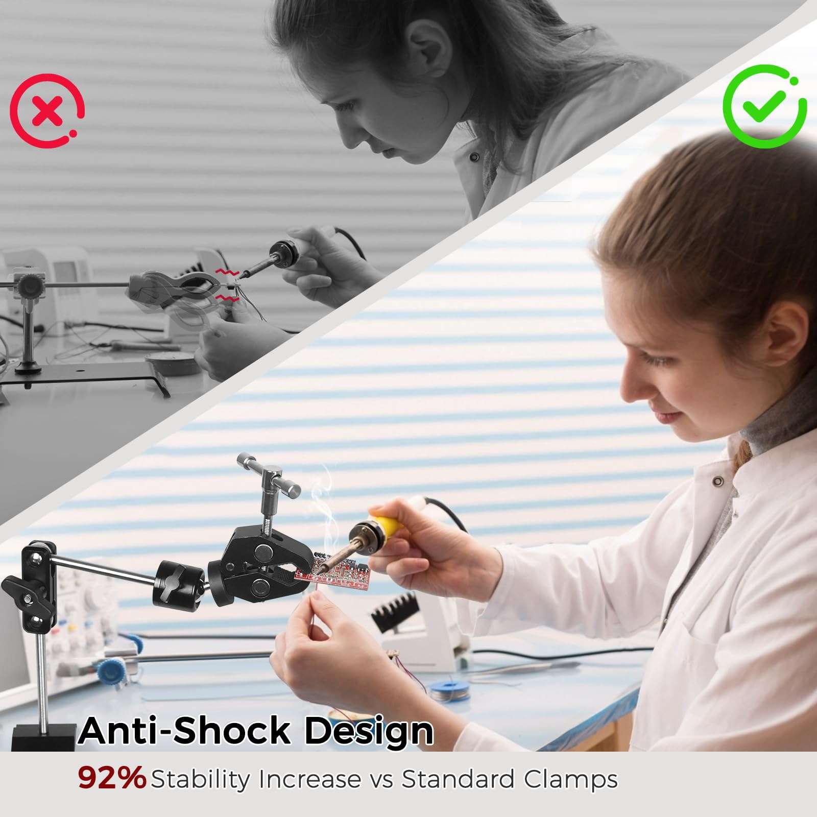 Helping Hands Soldering Clamp with 16" Flexible Arm, 360° Rotating Bracket- Adjustable Clamps for Hold Hot Air Guns, PCB, Welding, DIY, Repairs, and Craft Projects 4