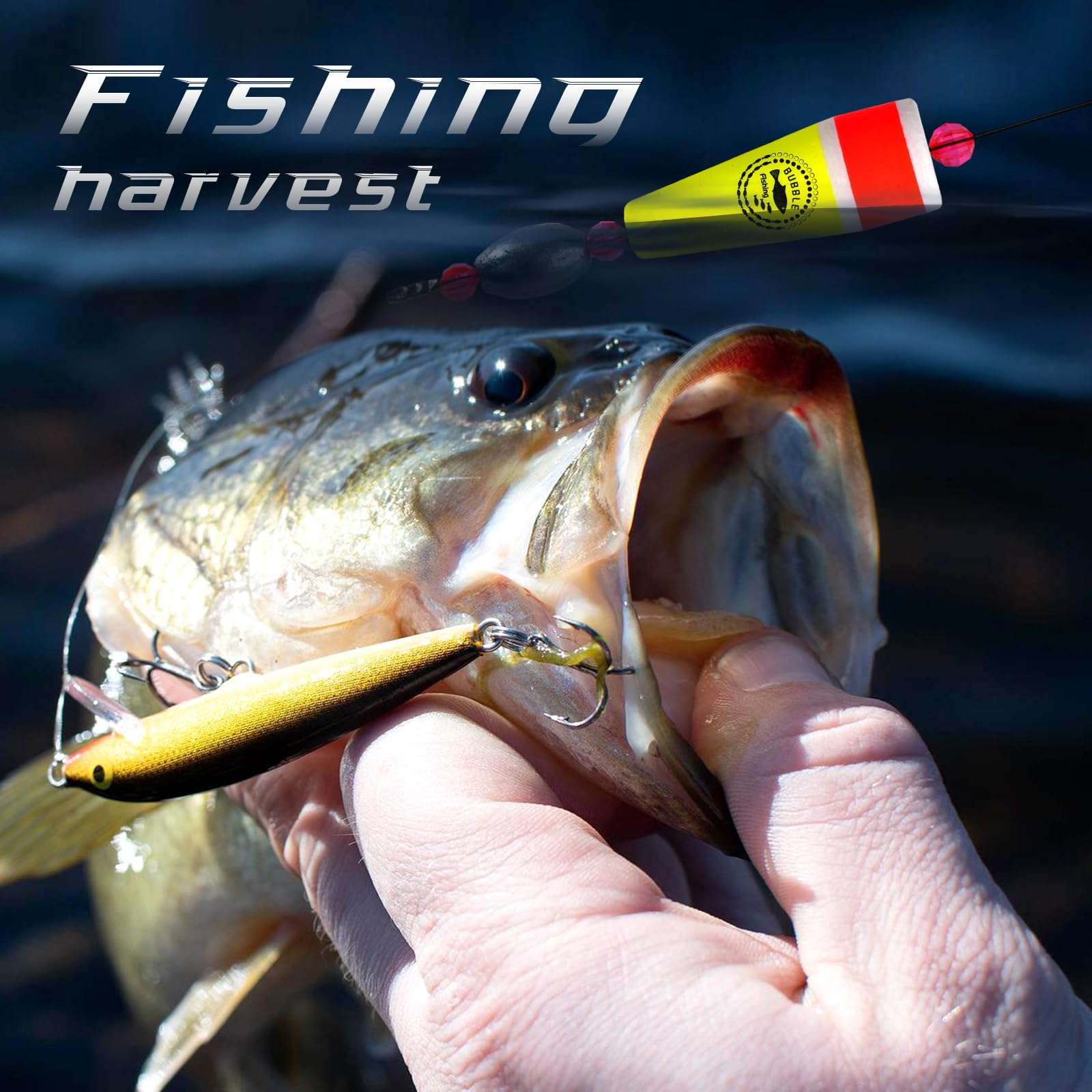 BUBBLE FISHING Fishing Floats Rigs Popping Corks for Saltwater Rattle Weighted Bobbers Fishing Tackle (4pcs, 4 in, Yellow) 3