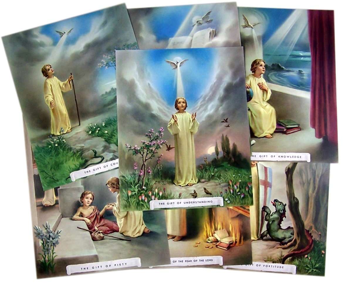 Catholic Posters Seven Gifts of The Holy Spirit Illustrated Cardstock Poster Set, 7 Pieces, 10 Inch 2
