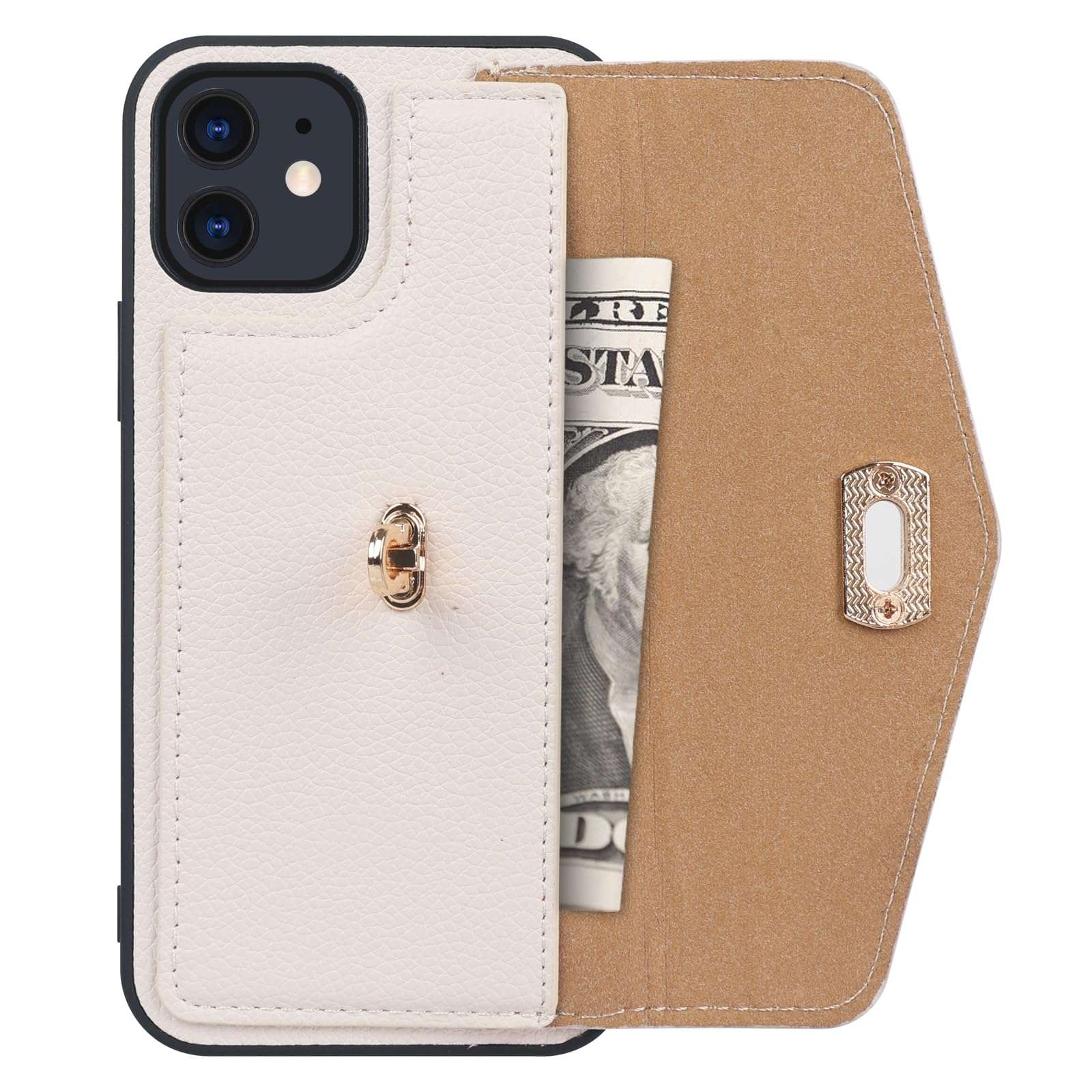 LUVI Wallet Card Holder for iPhone 12 Pro Max Case with Crossbody Neck Strap Lanyard Purse Handbag Shoulder Strap Cover PU Leather Luxury Fashion 3D Crocodile Snake Skin Case 6.7 inch White 3