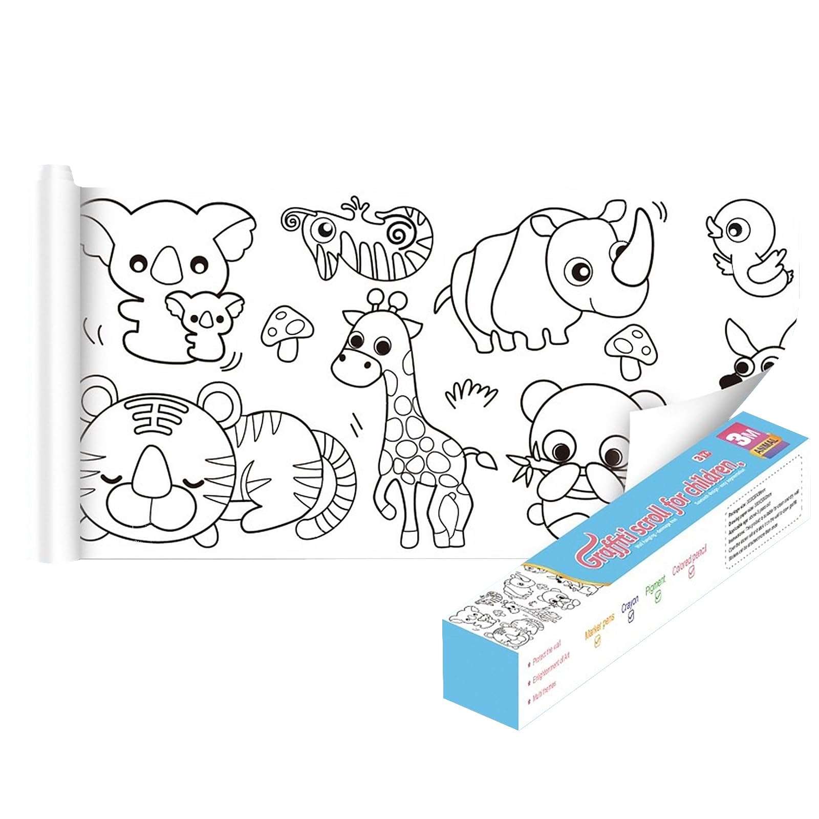 Coloring Poster for Kids Color Drawing, Children's Drawing Roll Self-Adhesive Drawing Scroll, DIY Color Painting Paper Roll Early Educational Toys for Kindergarten Baby Toddlers 10FT (AGE 3+), blue 2