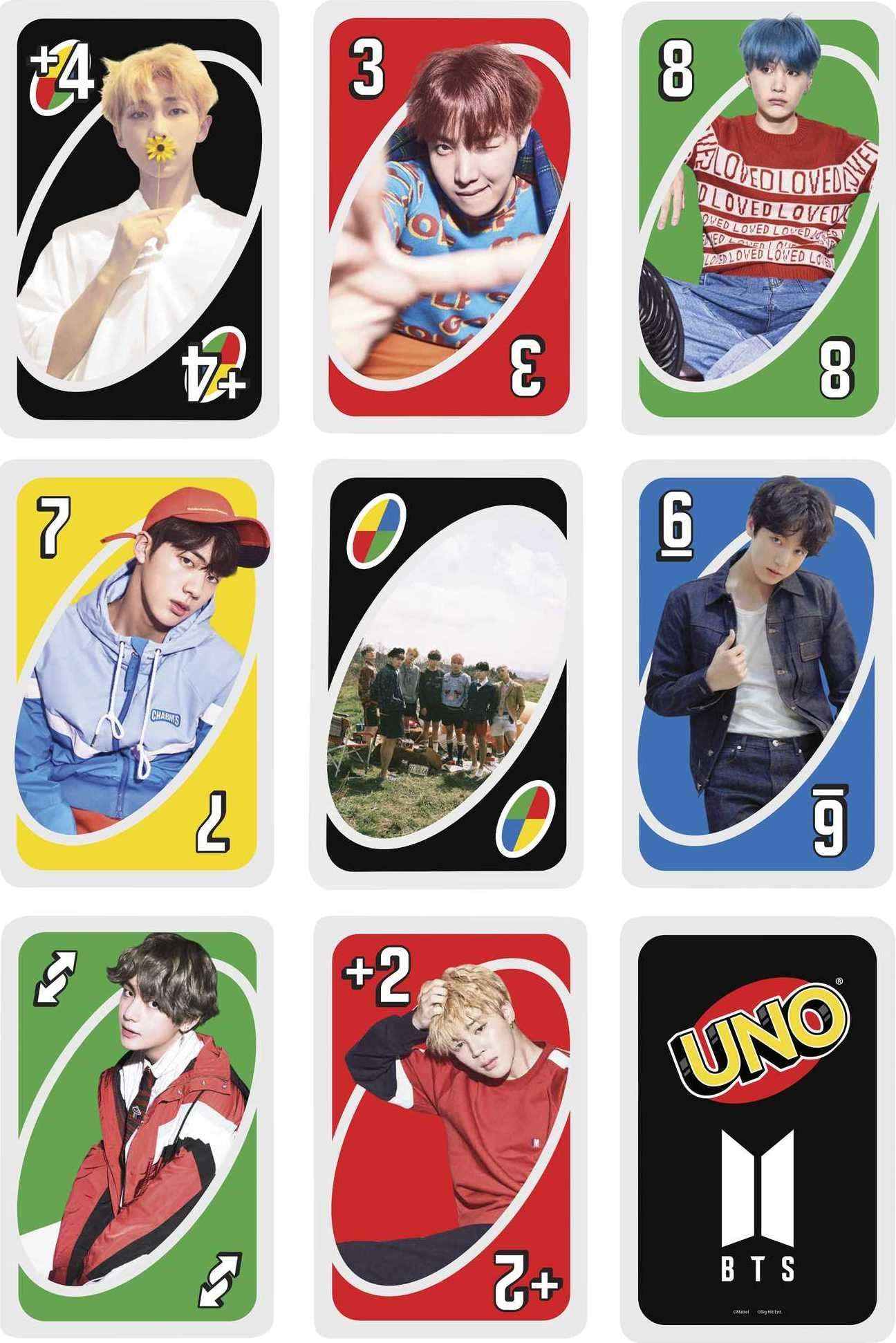 Mattel Games Giant UNO BTS Card Game with 108 Cards Based on BTS Global Superstars Global Boy Band, Gift for Boys and Girls Age 7 Years & Older 5