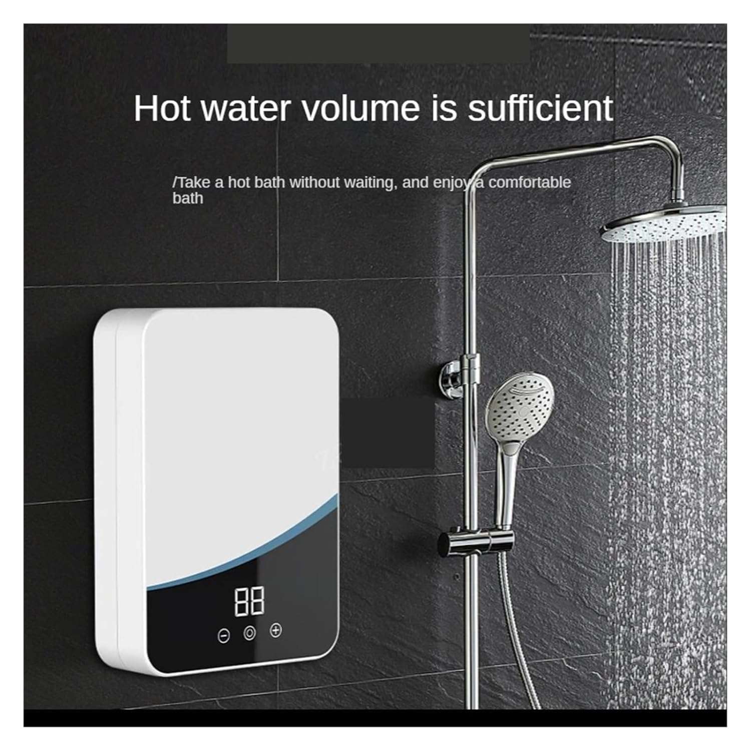 Drumstone (𝐍𝐄𝐖 𝐖𝐈𝐓𝐇 𝟏𝟗 𝐘𝐄𝐀𝐑𝐒 𝐋𝐈𝐌𝐈𝐓𝐄𝐃 𝐖𝐀𝐑𝐑𝐀𝐍𝐓𝐘) Instant Electric Water Heater – LED Touch Panel, Rapid Heating & Temperature Control for Kitchen & Bathroom Use 4