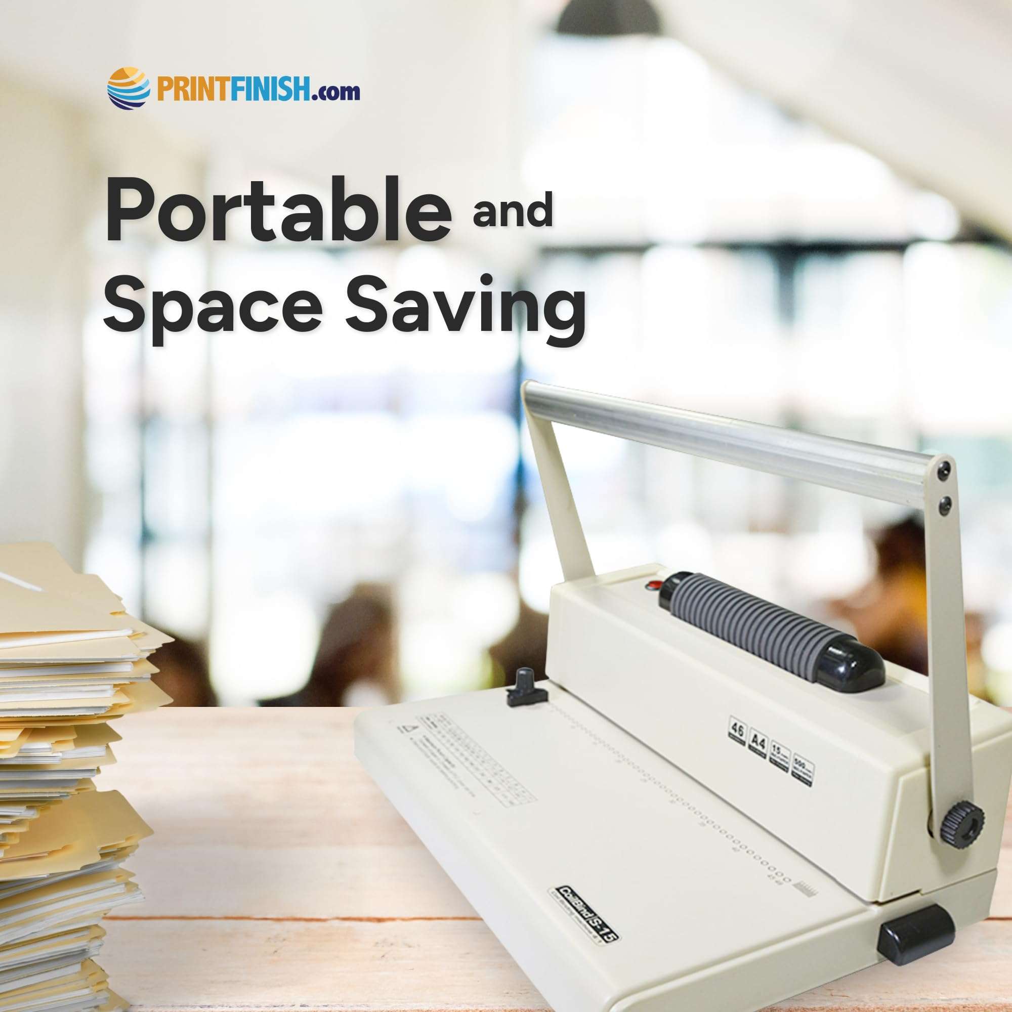 PrintFinish Coilbind S15 with Electric Coil Inserter Manual Coil Punch & Binding Machine Pitch 4:1 - Professionally Bind Presentations and Documents - Printfinish - Strong and Durable Machine 5