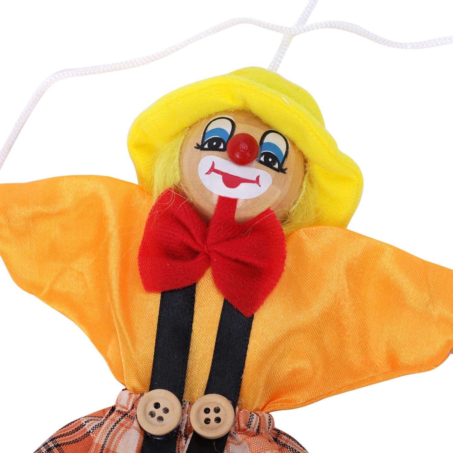 Fun Wooden Clown Marionette Pull String Puppet Vintage Decor for Family Men Women Pretend Play Puppetry Party 6