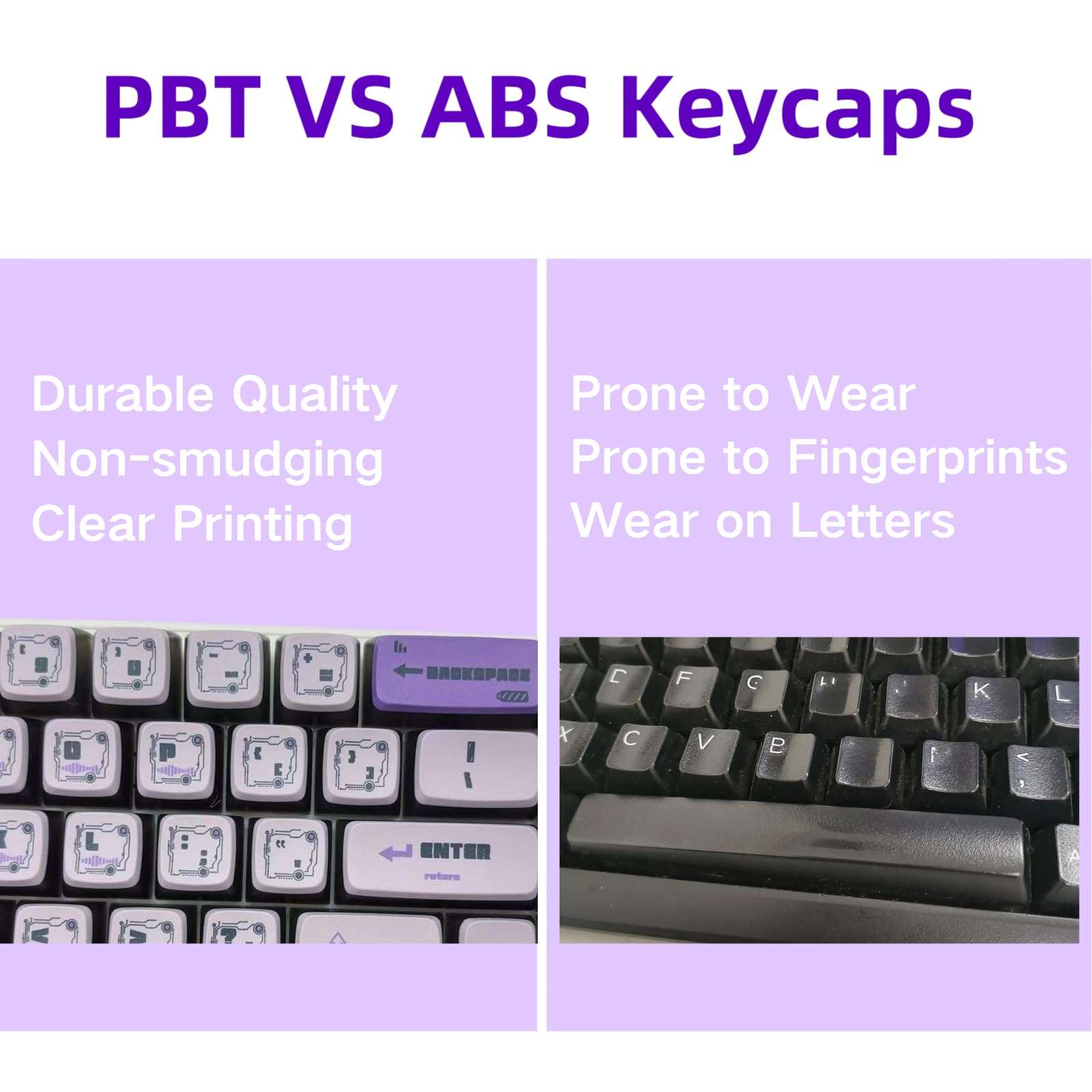 Qeefairary Purple Pudding Keycaps, Dye Sub PBT Keycaps,Custom Keycaps for Mechanical Gaming Keyboard,Shine Through Keycaps,Compatiability for 100%, 95%,80%,75%, 65%, 60% (Techno Purple) 5