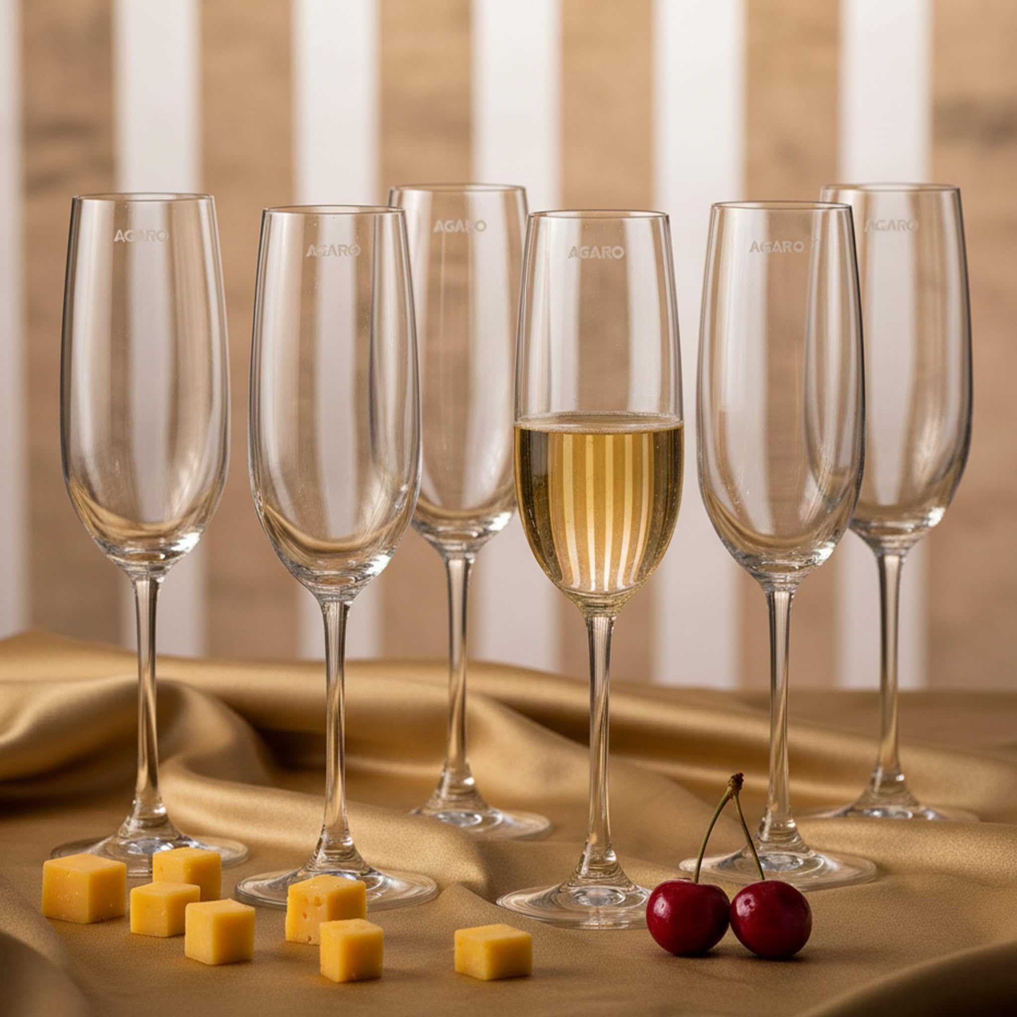 AGARO Elegant Wine Glass 195ml, Set of 6, Whisky, Vodka, Tequila, Liquor, Wine Tasting, Cocktail, Home, Bar