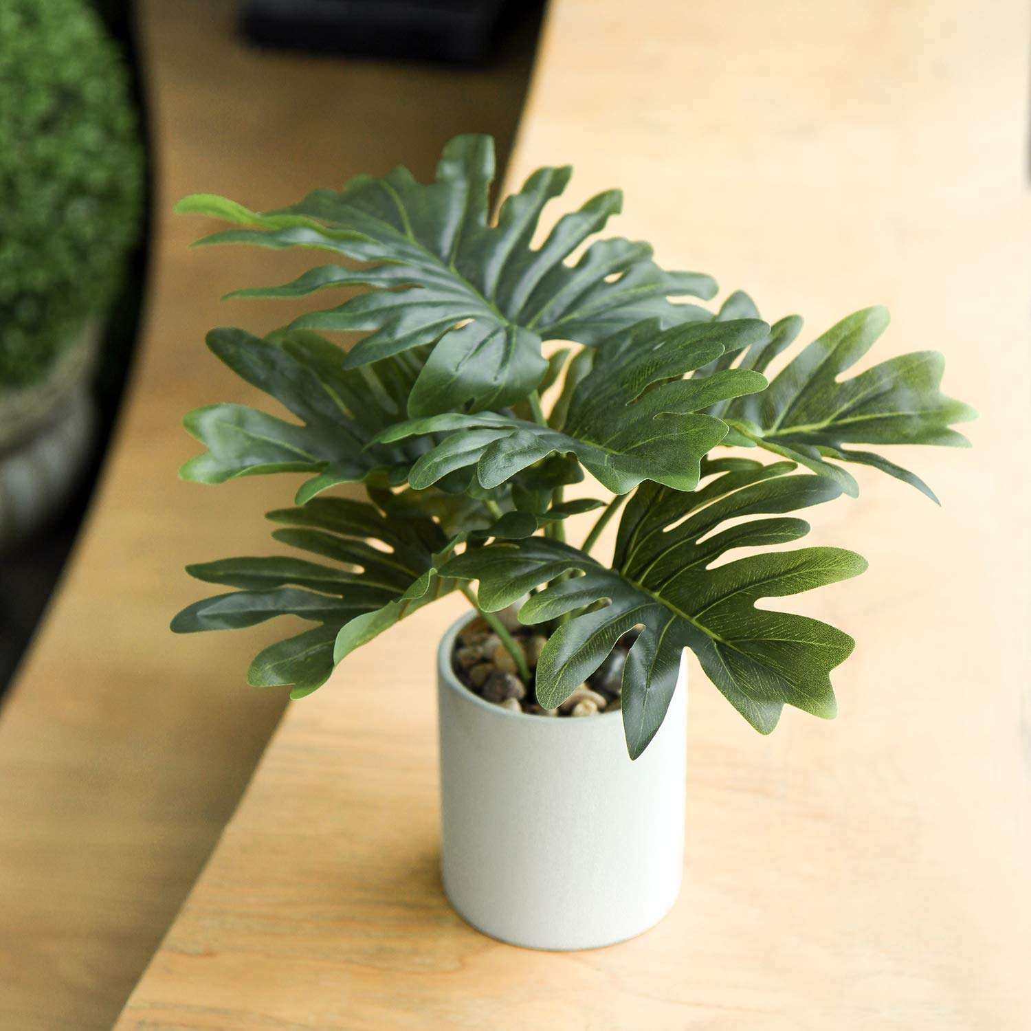 Briful Artificial Monstera Plant 13" Small Fake Plant in Ceramic Pot Potted Faux Plant Indoor for Home Bathroom Living Room Table Office Shelf Desk Decorations 4