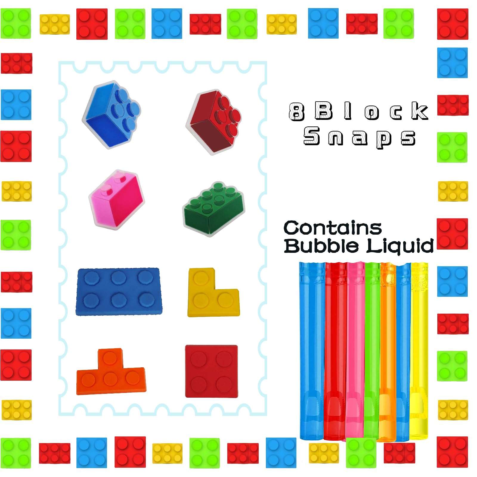 24Pcs Building Blocks Mini Bubble Wands for Kids Brick Party Favors 6 Cute Designs Cartoon Birthday Party Supplies Christmas Party Favors Toys Goodie Bag Stuffers 4