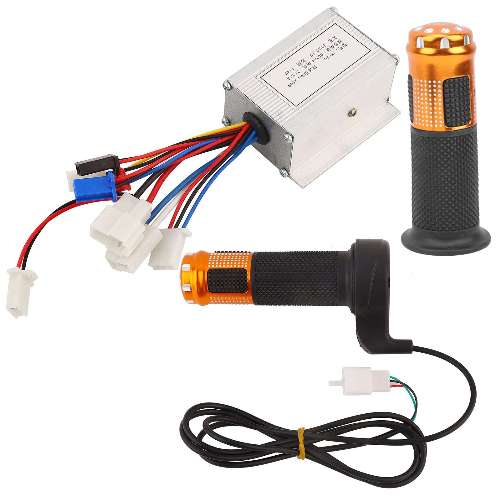 Keenso 24V 250W Brush Controller with Yellow Throttle Grip Kit, Motor Controller Electric Scooter Conversion Kit 1