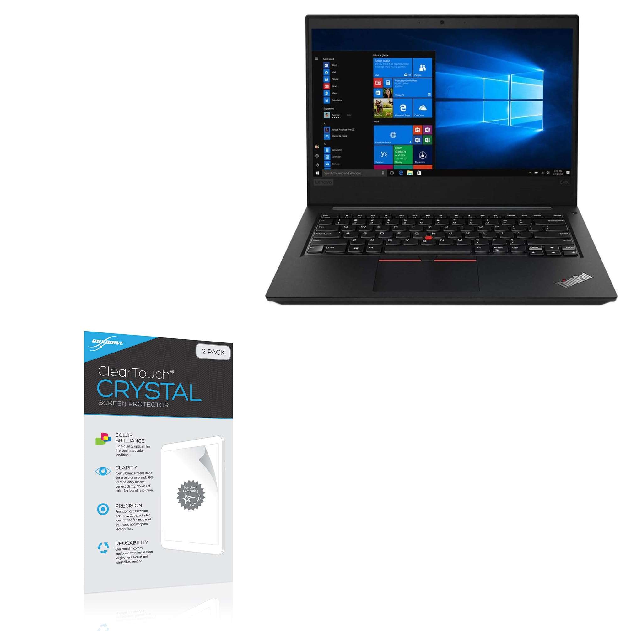 BoxWave Screen Protector Compatible with Lenovo ThinkPad E485 (14 in) - ClearTouch Crystal (2-Pack), HD Film Skin - Shields from Scratches 1